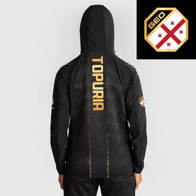 Ilia Topuria UFC Zenith by Venum Women's Authentic Fight Night Champion Full-Zip Walkout Hoodie - Black/Gold