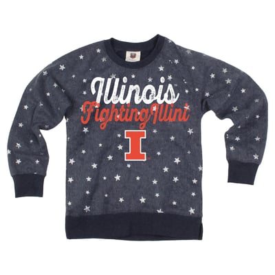 Sweat-shirt polaire inversé à étoiles scintillantes pour jeunes filles Illinois Fighting Illini Wes & Willy - Bleu marine