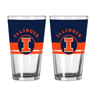 Illinois Fighting Illini Logo Brands Two-Piece 16oz. Horizon Pint Glass Set