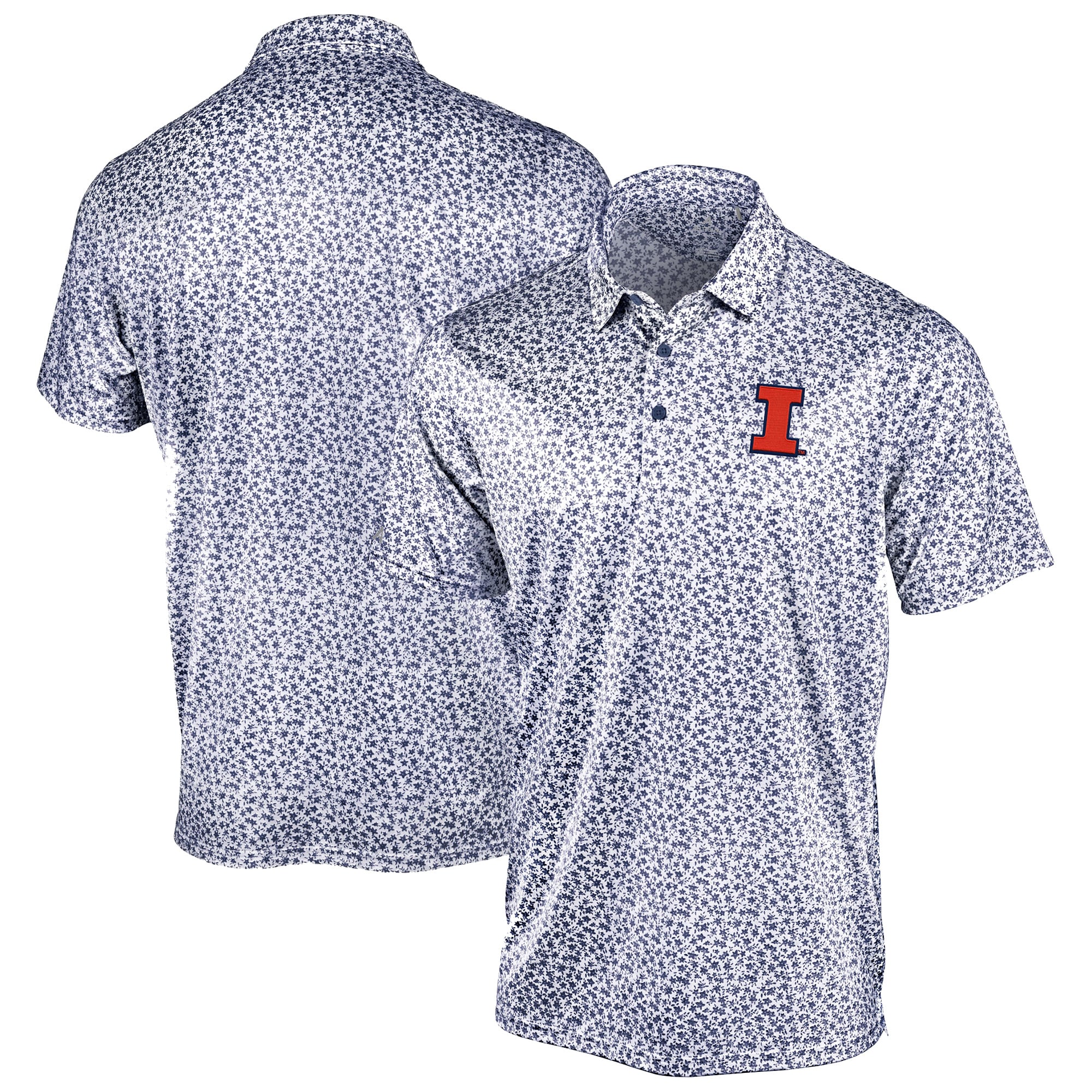 Men's Antigua Navy Illinois Fighting Illini Flourish Polo