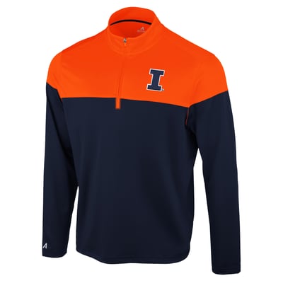  Illinois Fighting Illini Antigua Hinder Colorblock Quarter-Zip Pullover - Navy