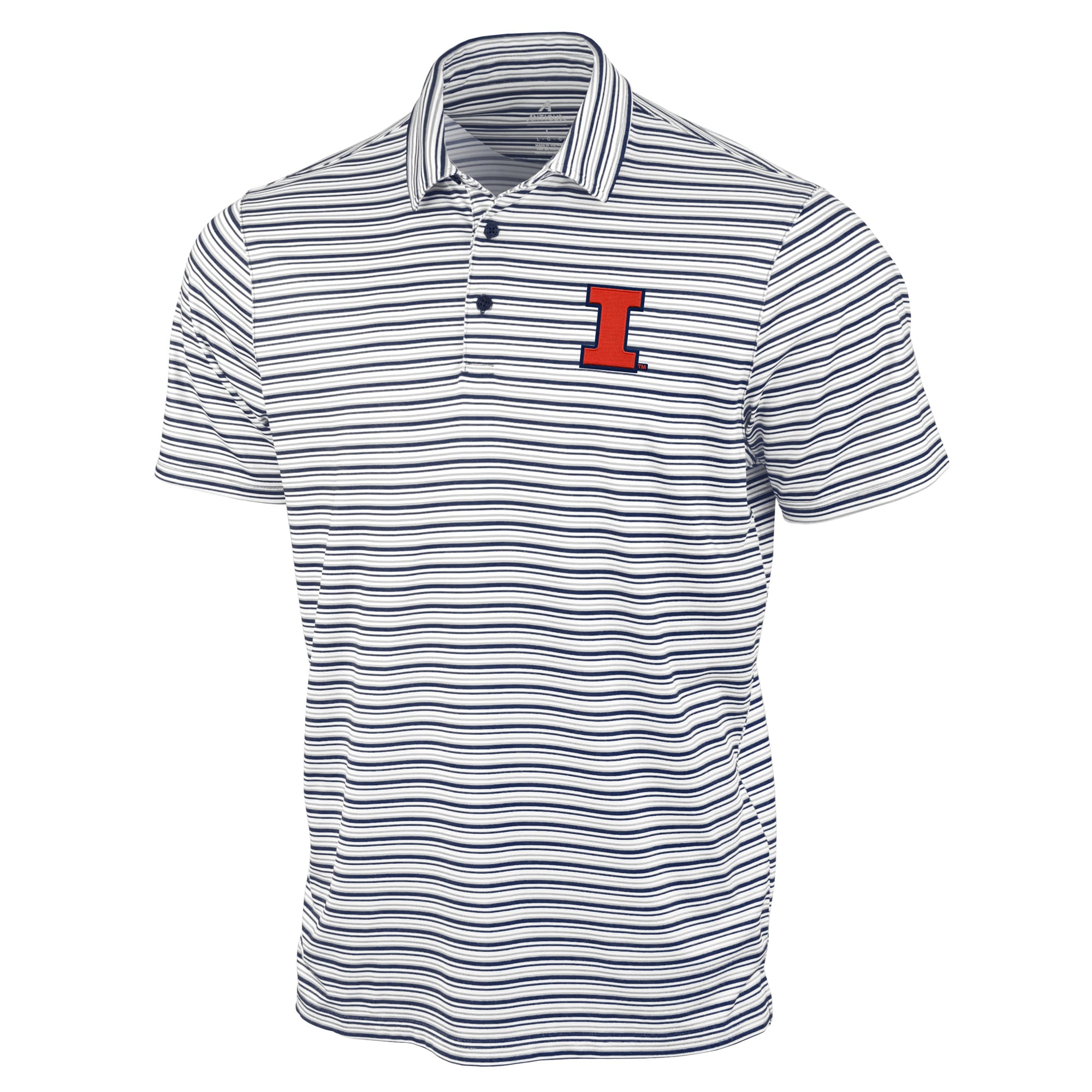 Men's Antigua Navy Illinois Fighting Illini Space Stripe Polo
