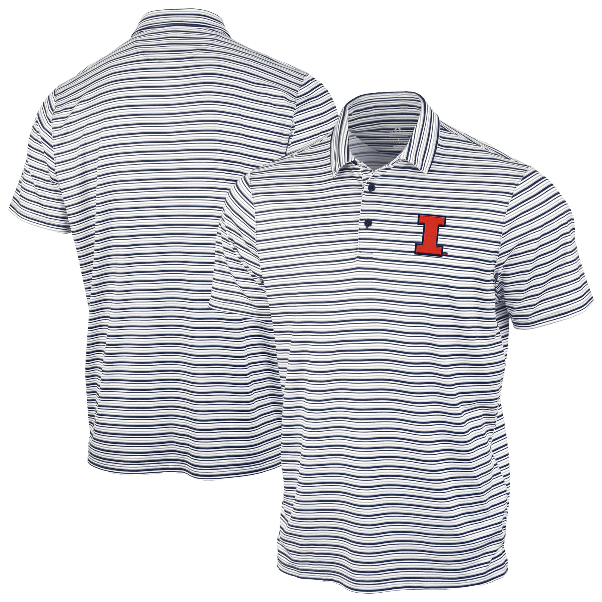 Men's Antigua Navy Illinois Fighting Illini Space Stripe Polo