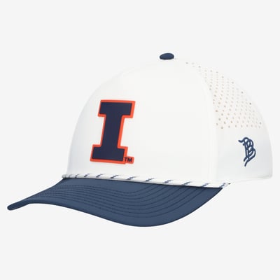 Casquette Bills Classic à corde ajustable, ornée des couleurs des Fighting Illini de l'Illinois - Blanc/Marine