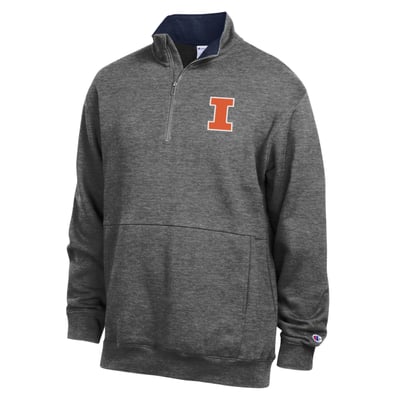  Illinois Fighting Illini Champion Fleece Quarter-Zip Pullover - Charcoal