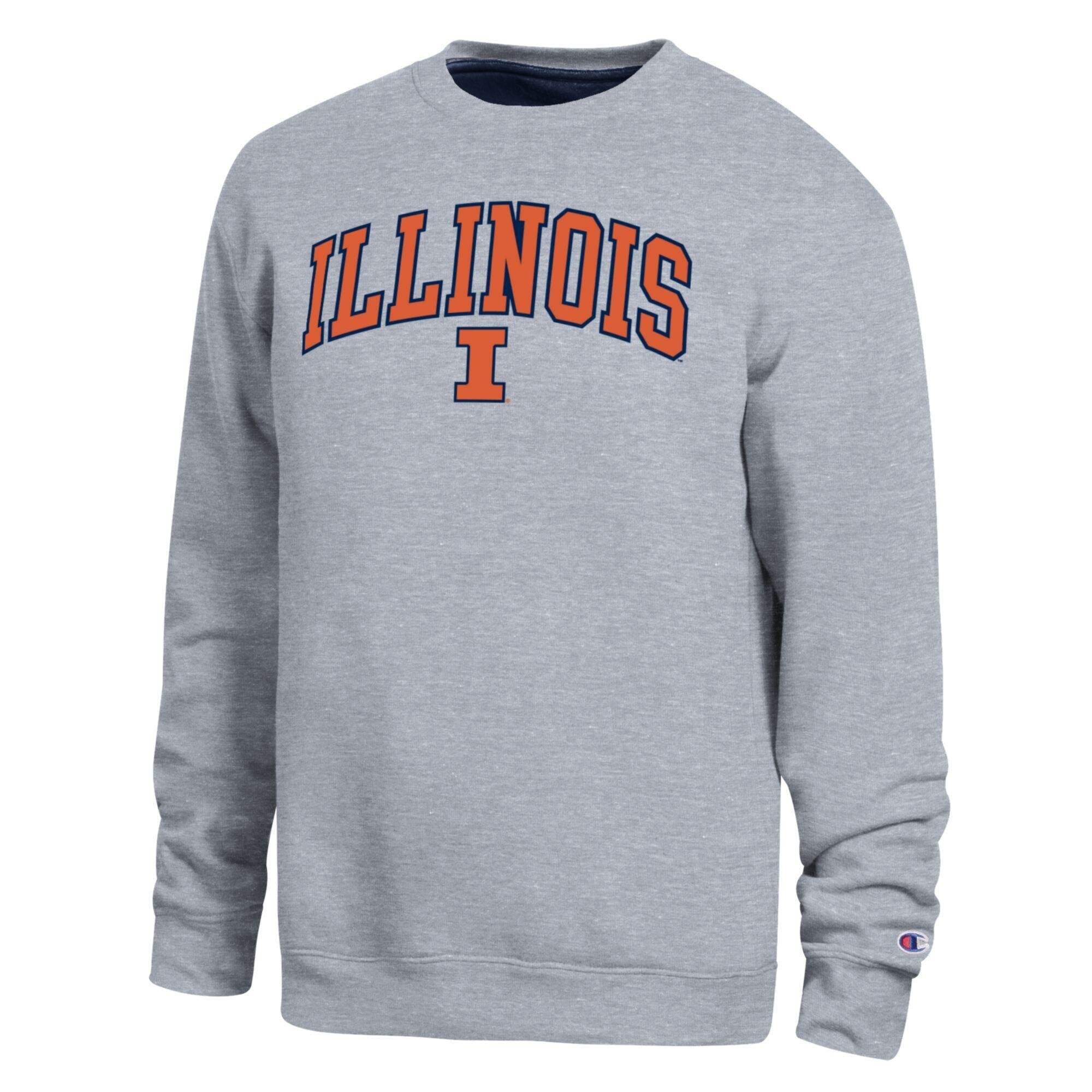 Men's Champion Heather Gray Illinois Fighting Illini Arch Sweatshirt