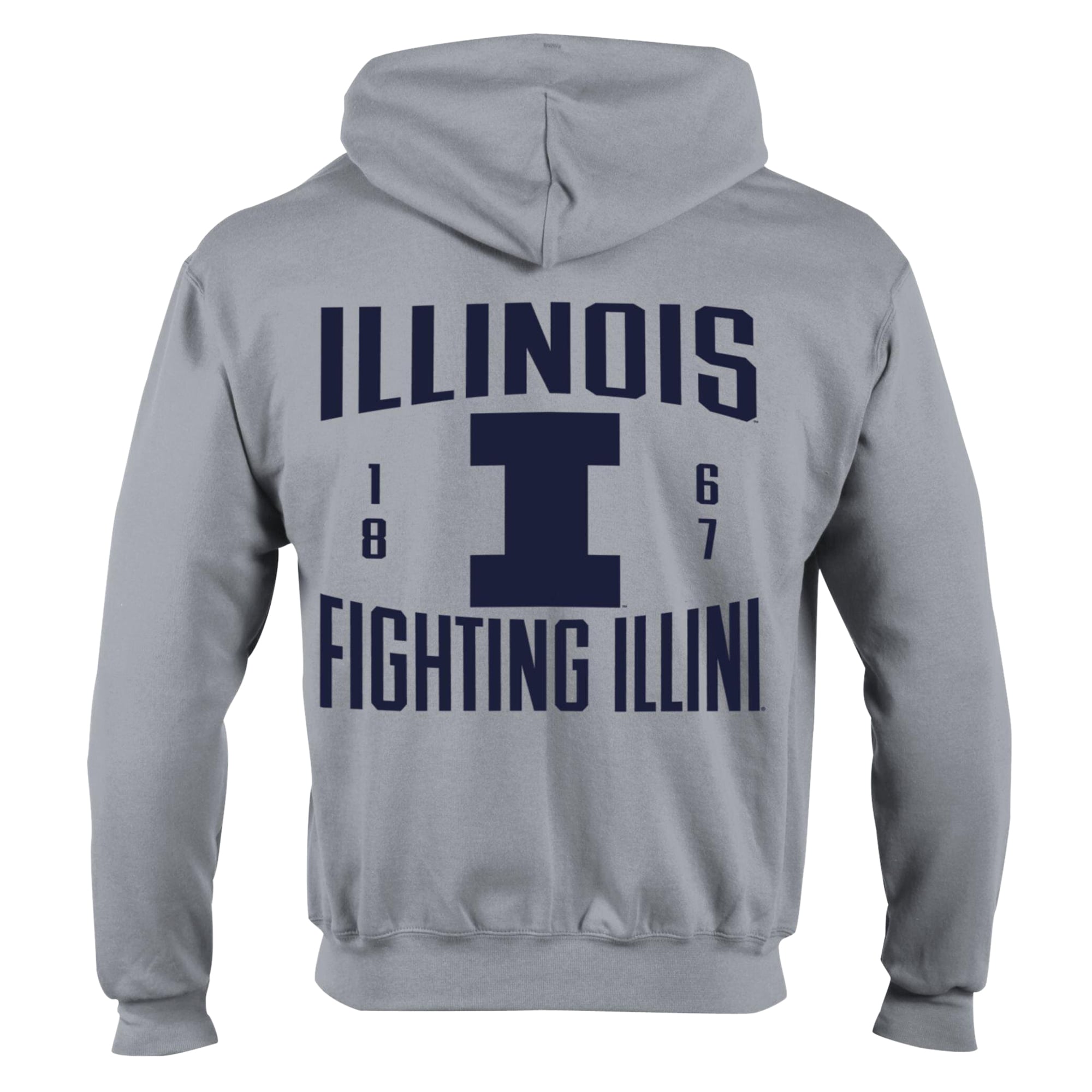 Men's Champion Heather Gray Illinois Fighting Illini Varsity Powerblend Full-Zip Fleece Hoodie