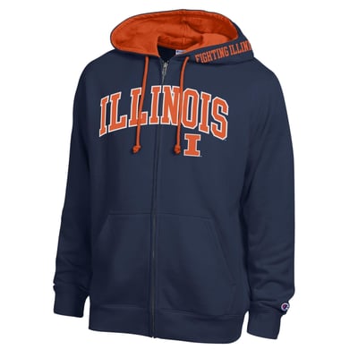Illinois Fighting Illini Champion Arch Logo Full-Zip Fleece Hoodie - Navy