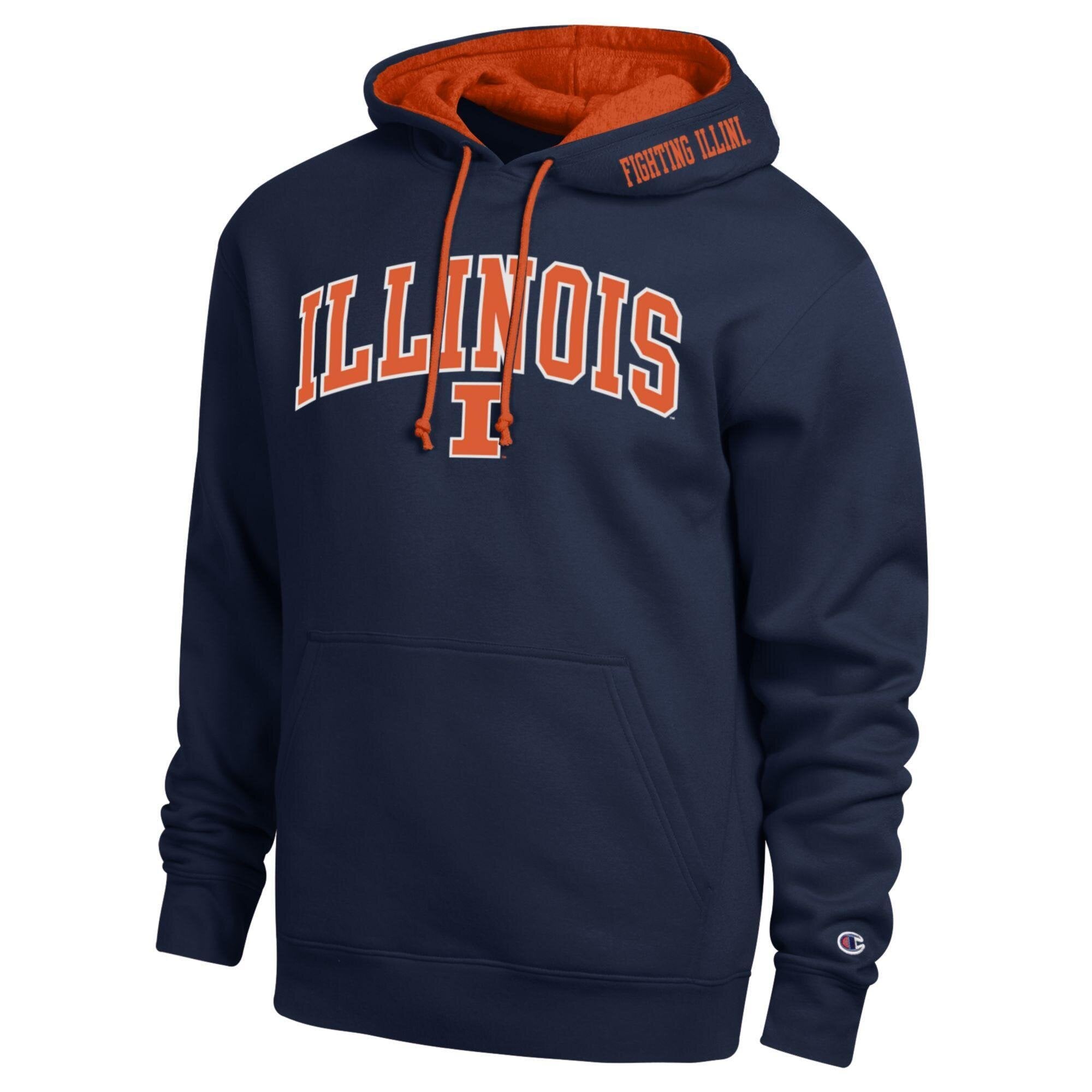 Sweat à capuche en sergé Champion blanc pour homme, Illinois Fighting Illini Arch Tackle