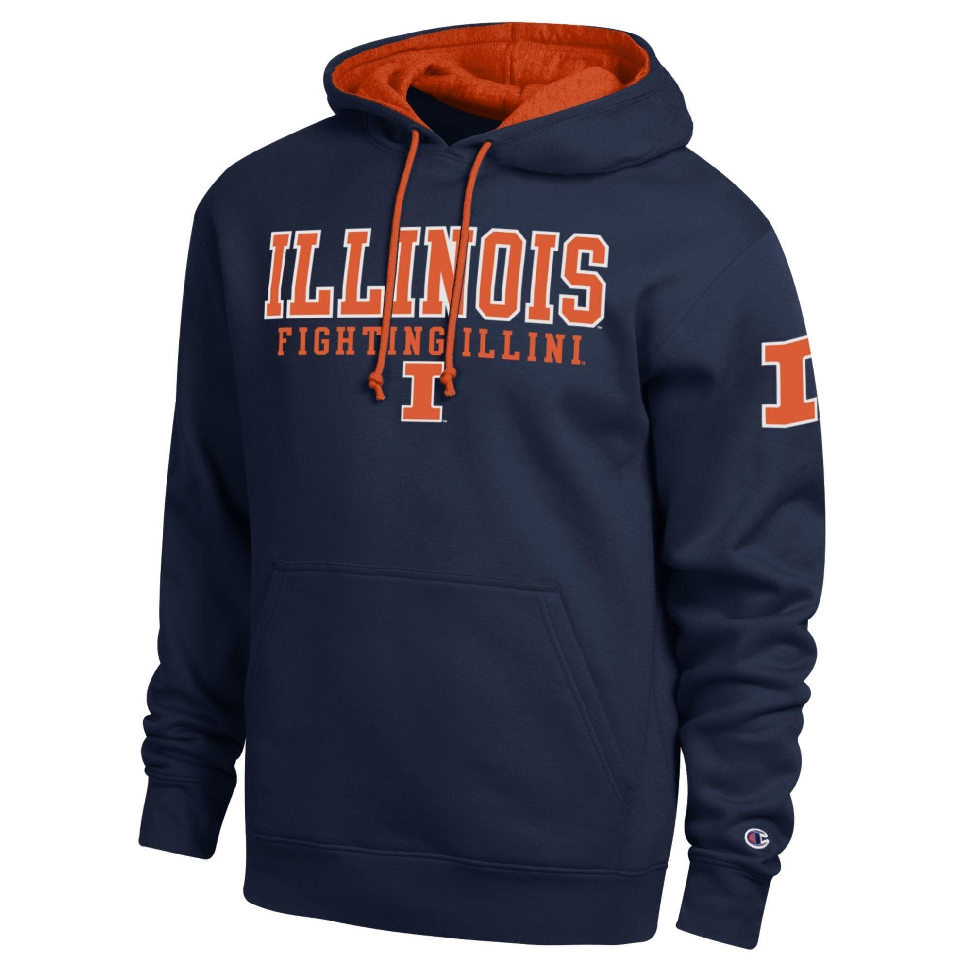 Sweat à capuche contrasté Champion Navy Illinois Fighting Illini pour homme