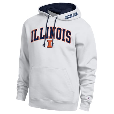  Illinois Fighting Illini Champion Arch Tackle Twill Hoodie - White