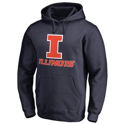 Illinois Fighting Illini Team Lockup Pullover Hoodie - Navy