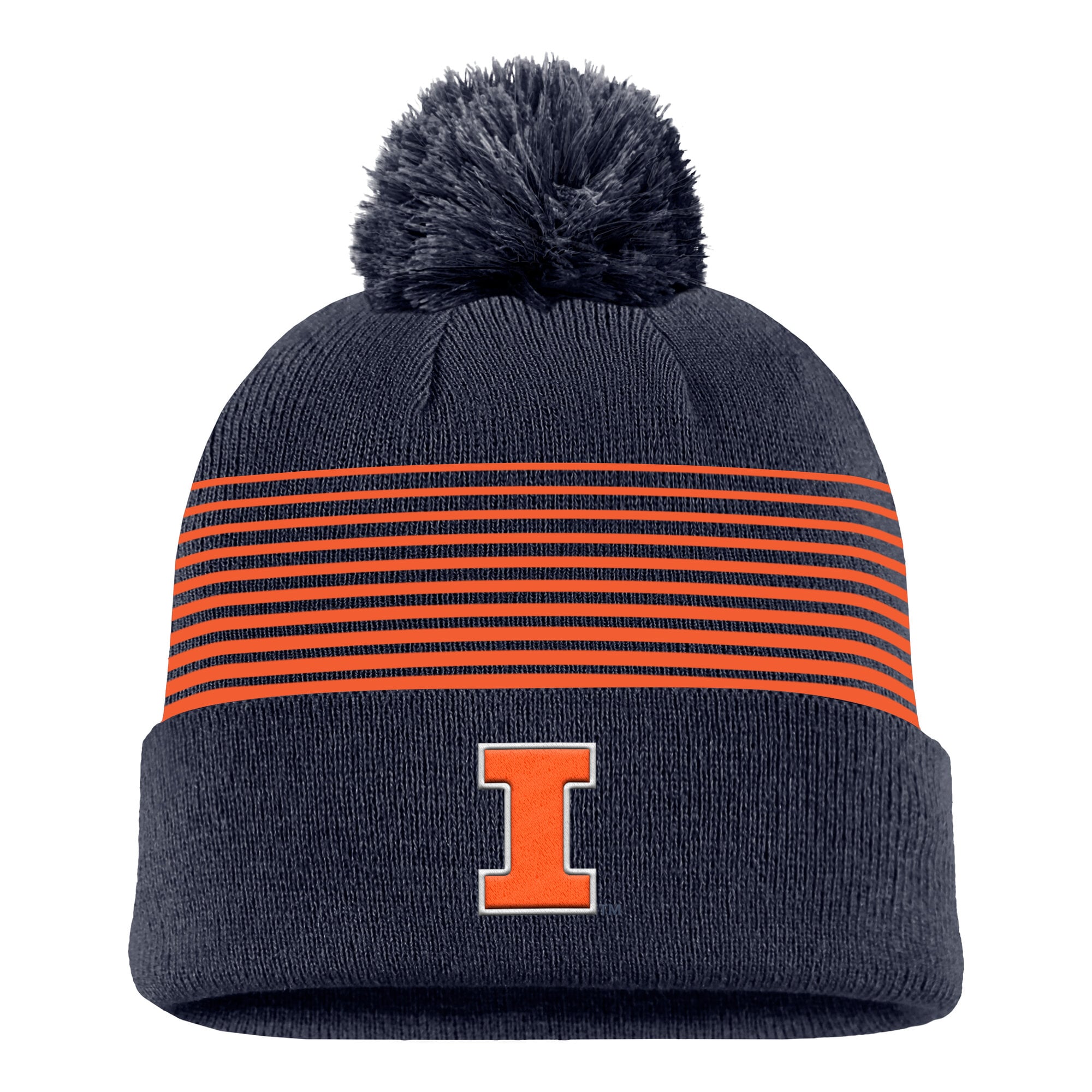 Men's Nike Navy Illinois Fighting Illini 2026 On-Field Peak Cuffed Knit Hat with Pom