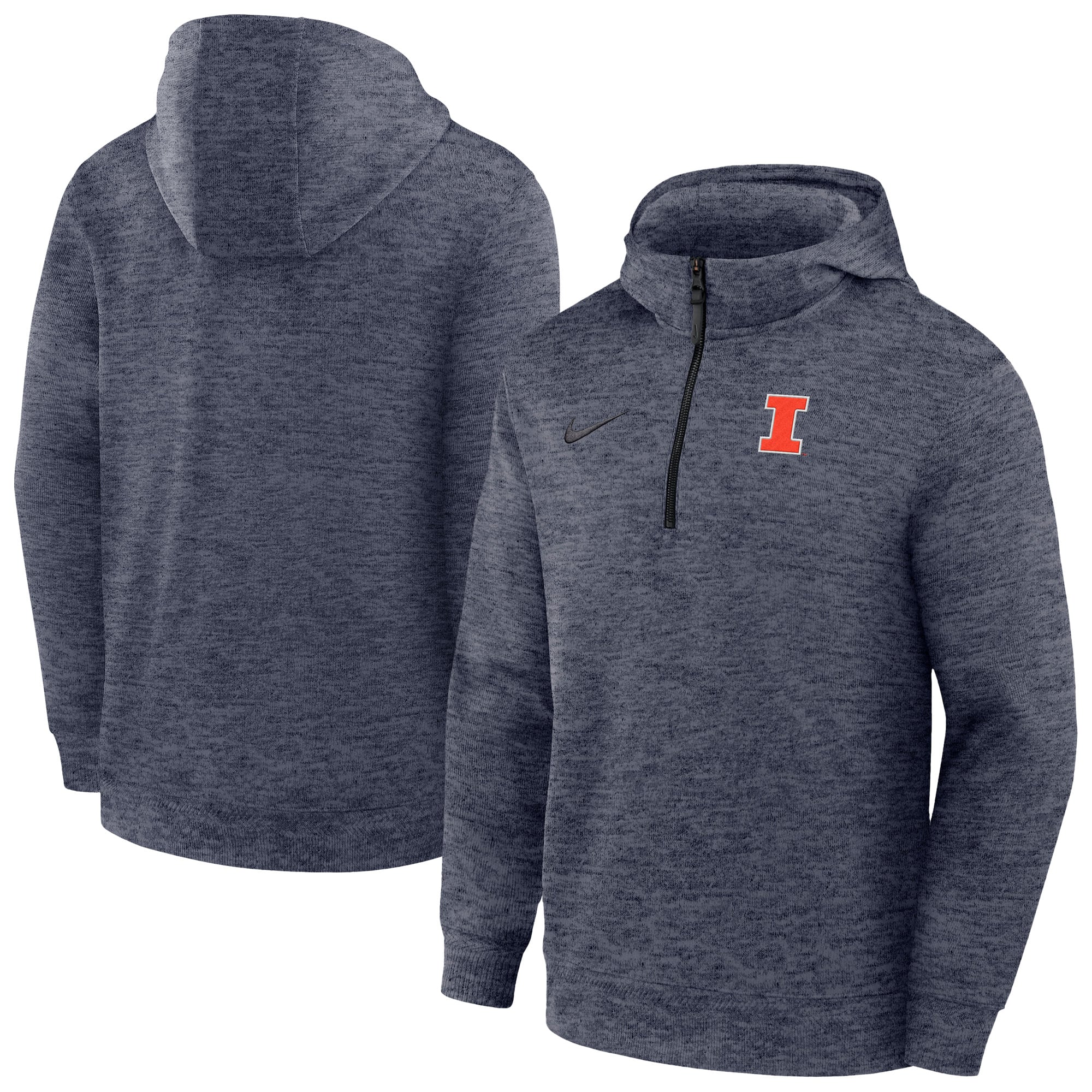 Sweat à capuche zippé demi-zip Nike bleu marine Illinois Fighting Illini Coaches Dri-FIT pour homme