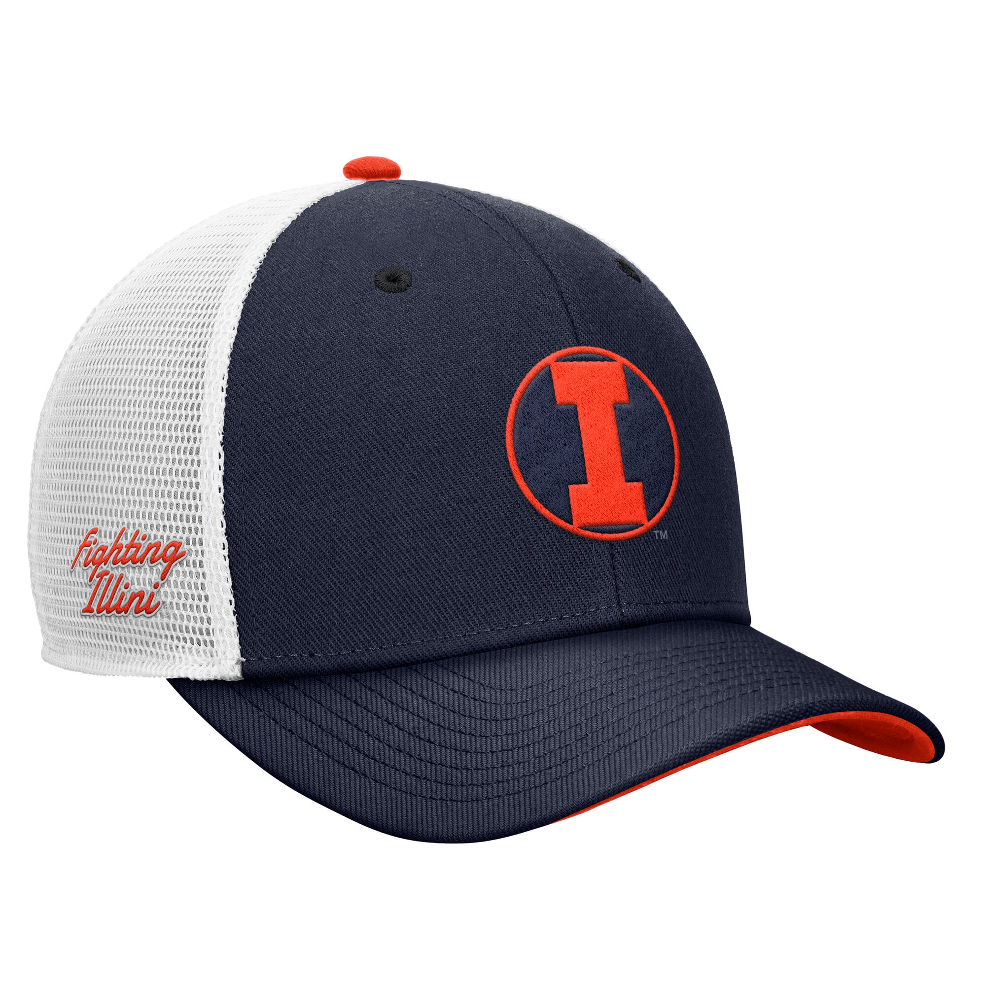 Casquette trucker ajustable Nike bleu marine pour homme, modèle Illinois Fighting Illini Legacy Mascot