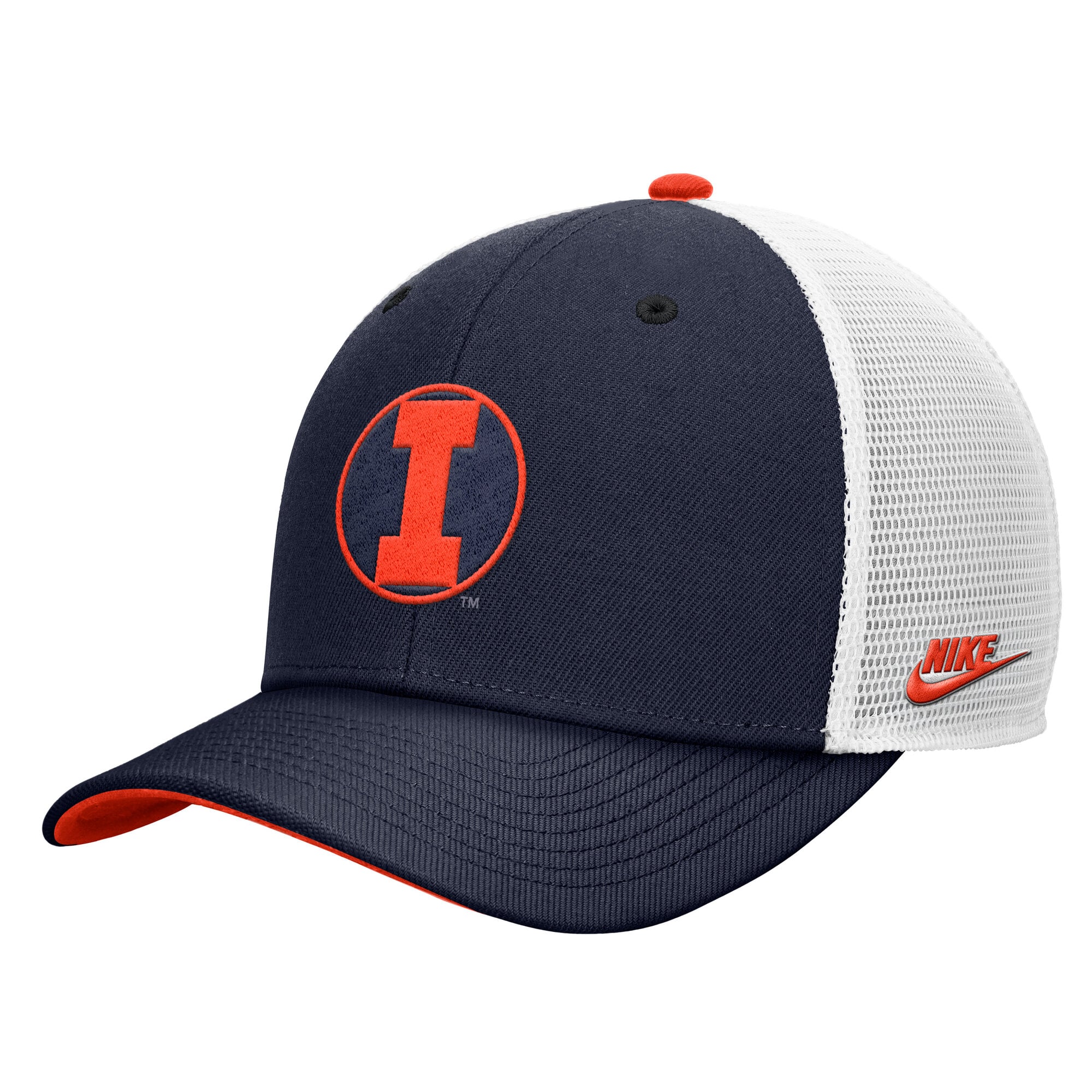 Casquette trucker ajustable Nike bleu marine pour homme, modèle Illinois Fighting Illini Legacy Mascot