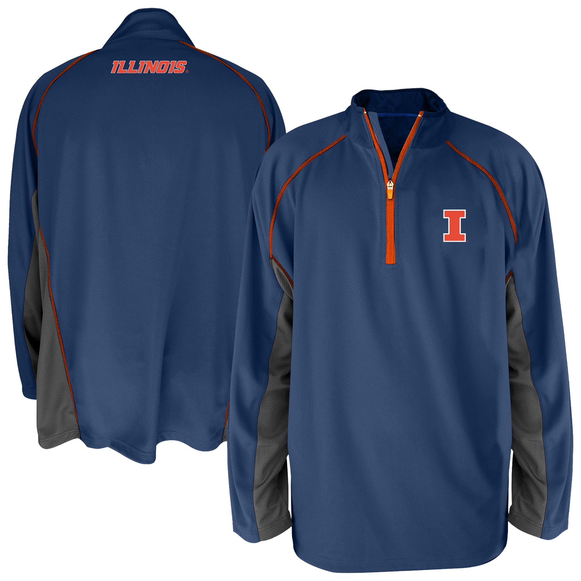 Men's Profile Navy Illinois Fighting Illini Big & Tall Quarter-Zip Raglan Jacket