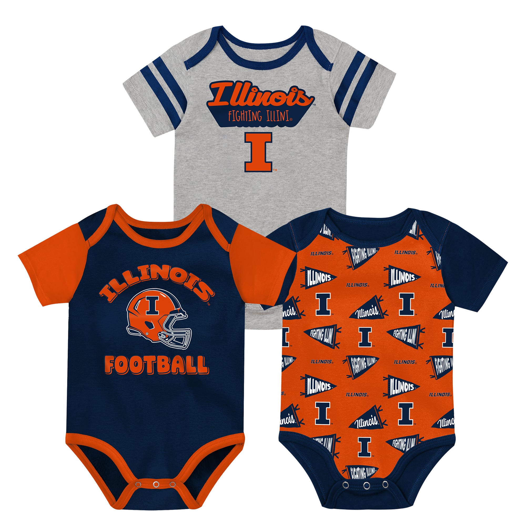 Newborn Outerstuff Navy Illinois Fighting Illini Star Player Three-Piece Bodysuit Set