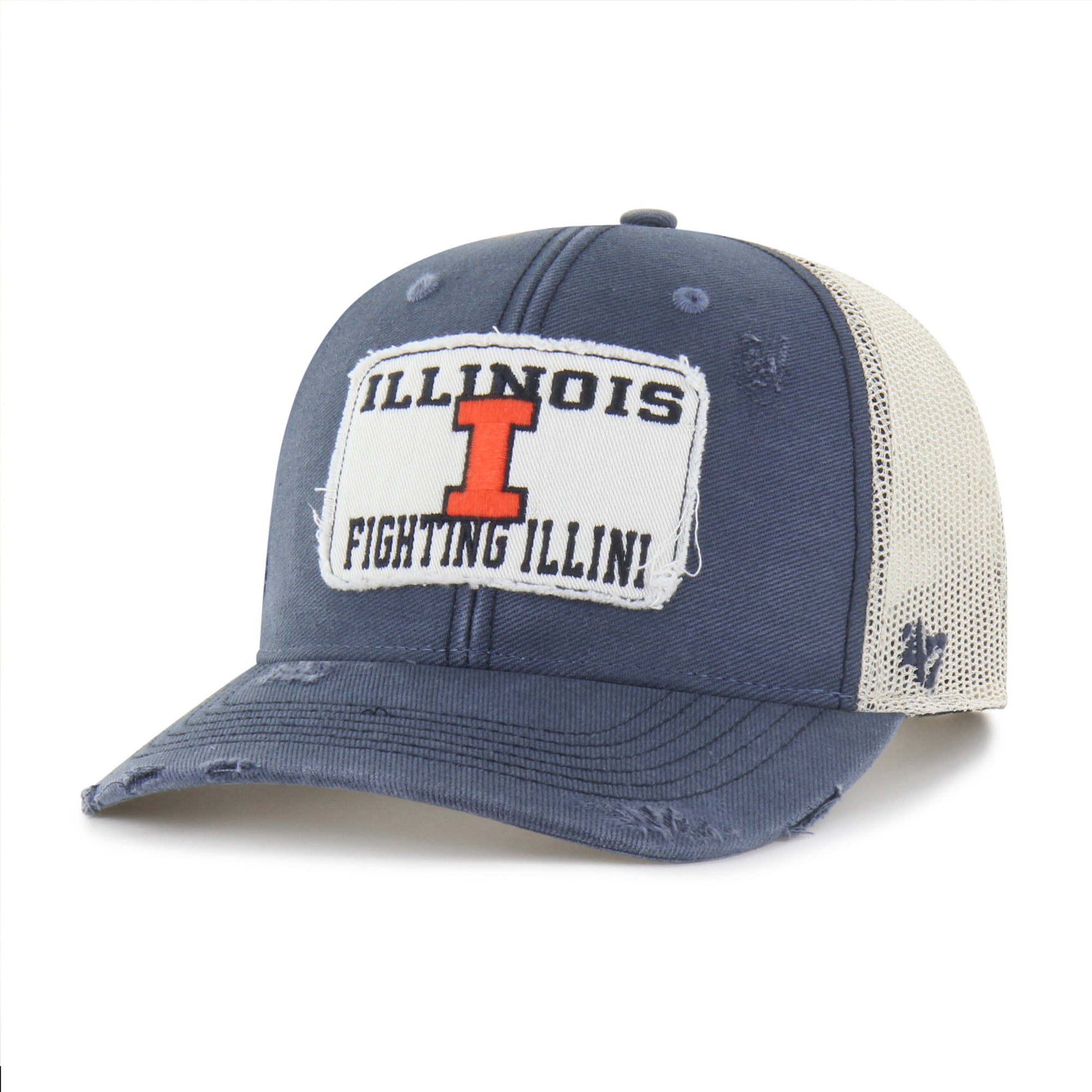 Casquette trucker unisexe '47 Navy Illinois Fighting Illini Egremont bien usée et ajustable