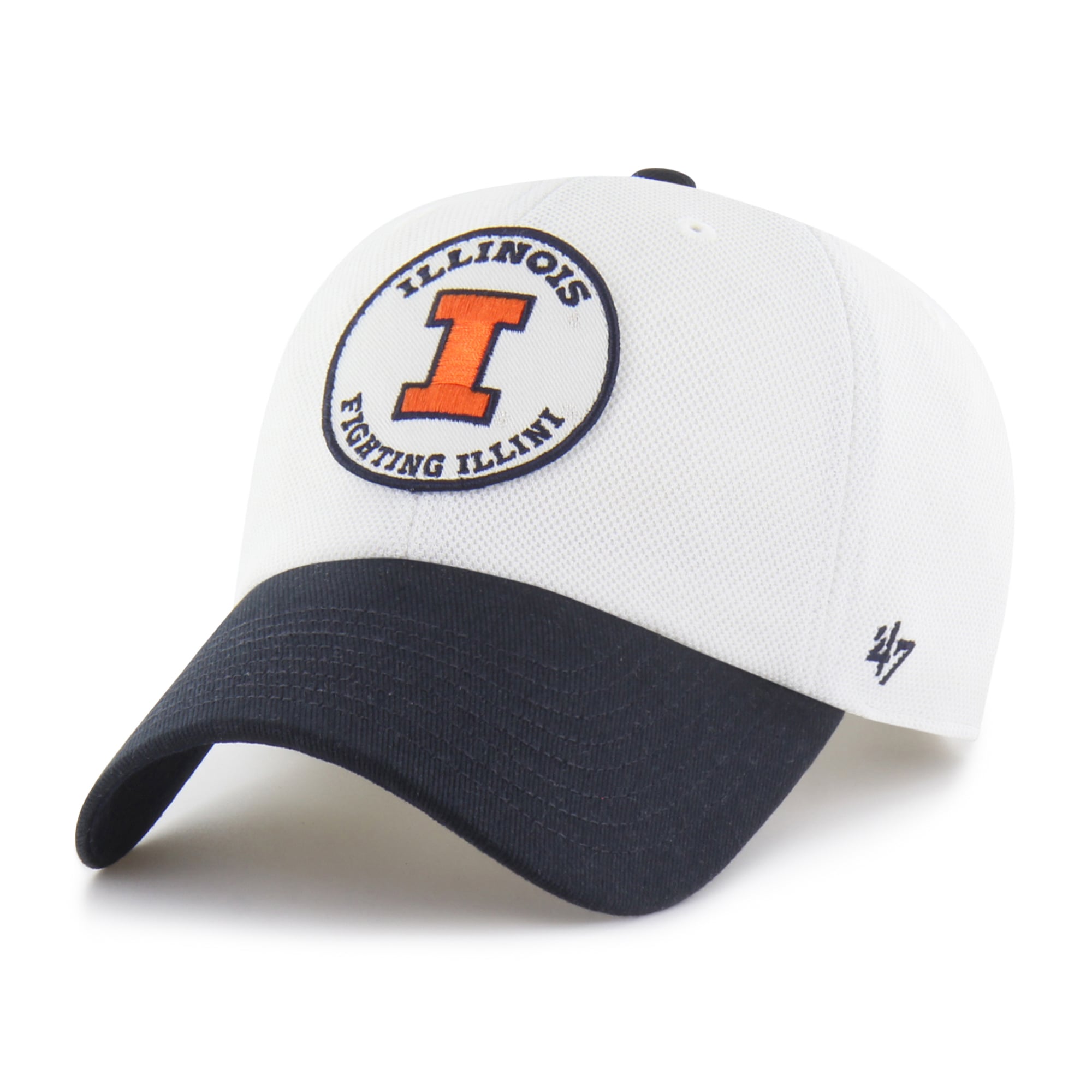 Casquette unisexe '47 blanche/marine Illinois Fighting Illini Piqué Patch Clean Up ajustable