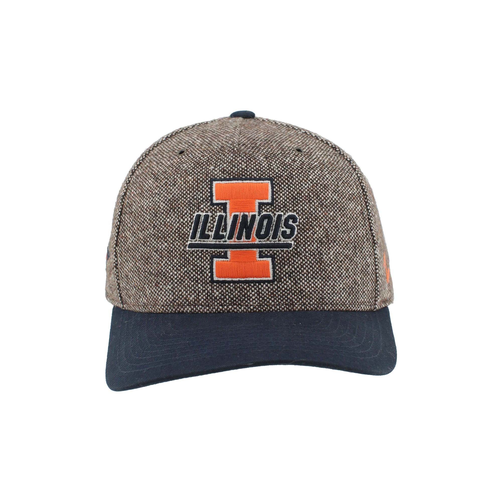 Chapeau unisexe Zephyr marron/marine en tweed Illinois Fighting Illini à couronne pincée et ajustable