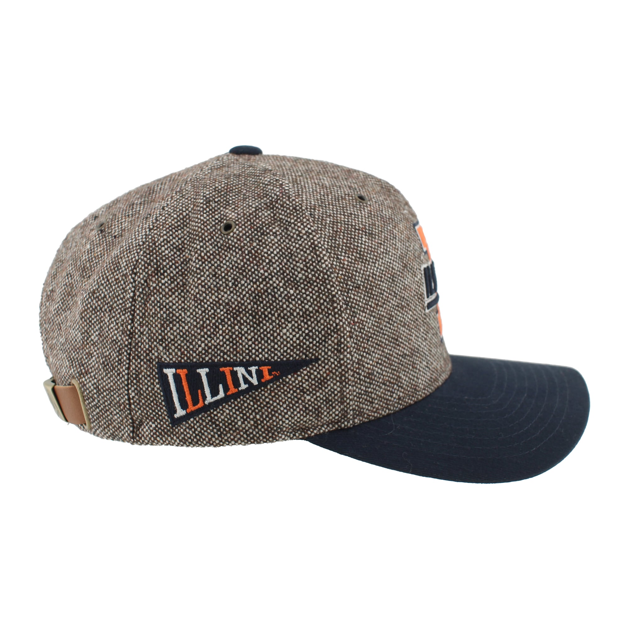 Chapeau unisexe Zephyr marron/marine en tweed Illinois Fighting Illini à couronne pincée et ajustable