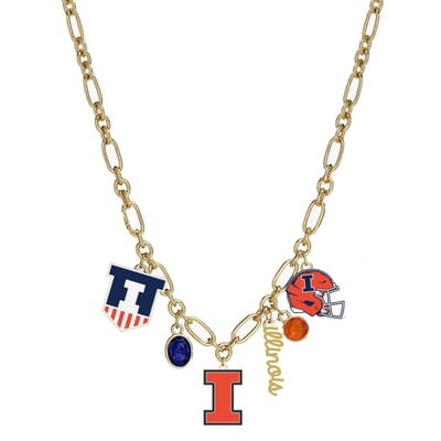 Illinois Fighting Illini CANVAS Style Women's Game Day Charm Necklace