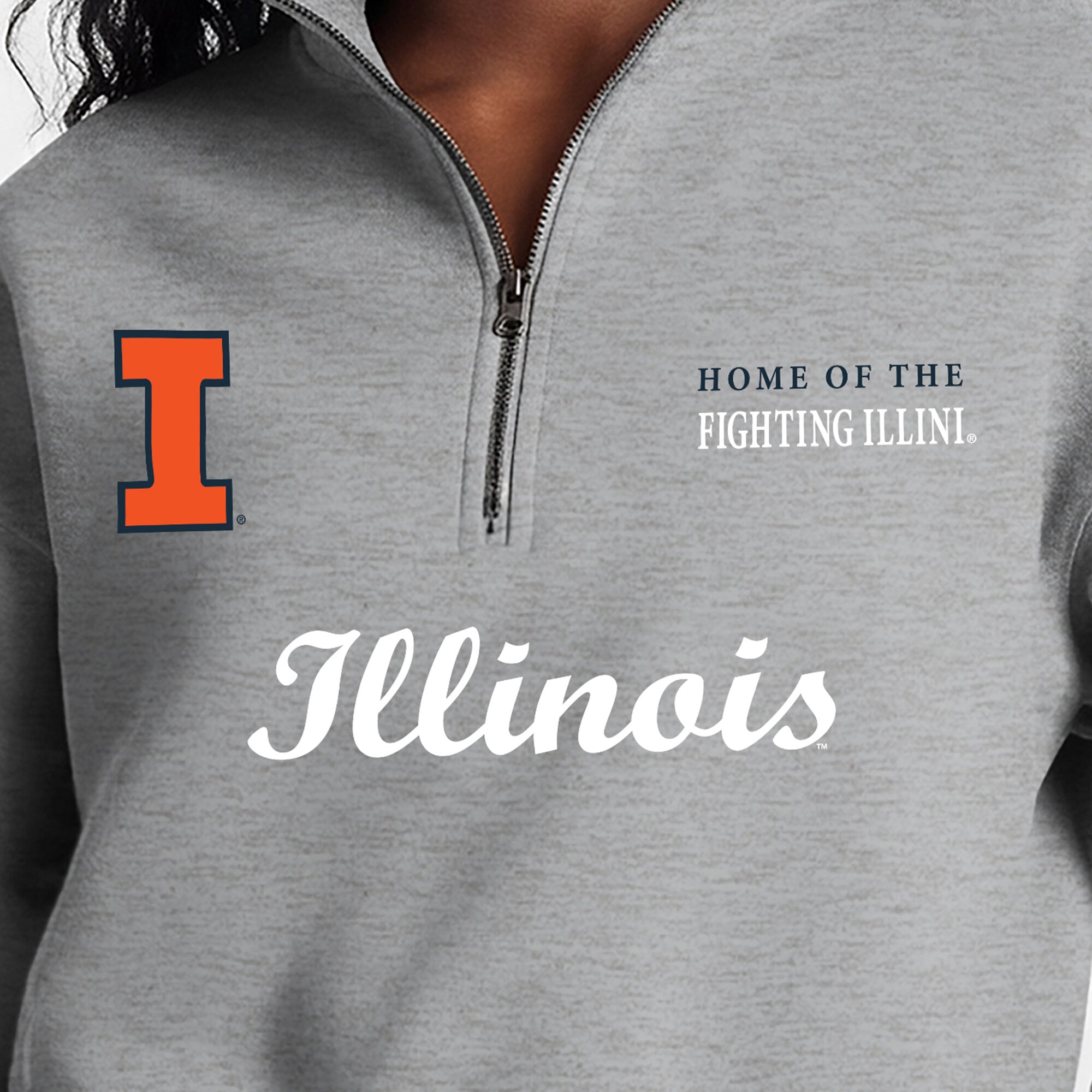Women's Champion Gray Illinois Fighting Illini Academic Triumph Quarter-Zip Tri-Blend Pullover