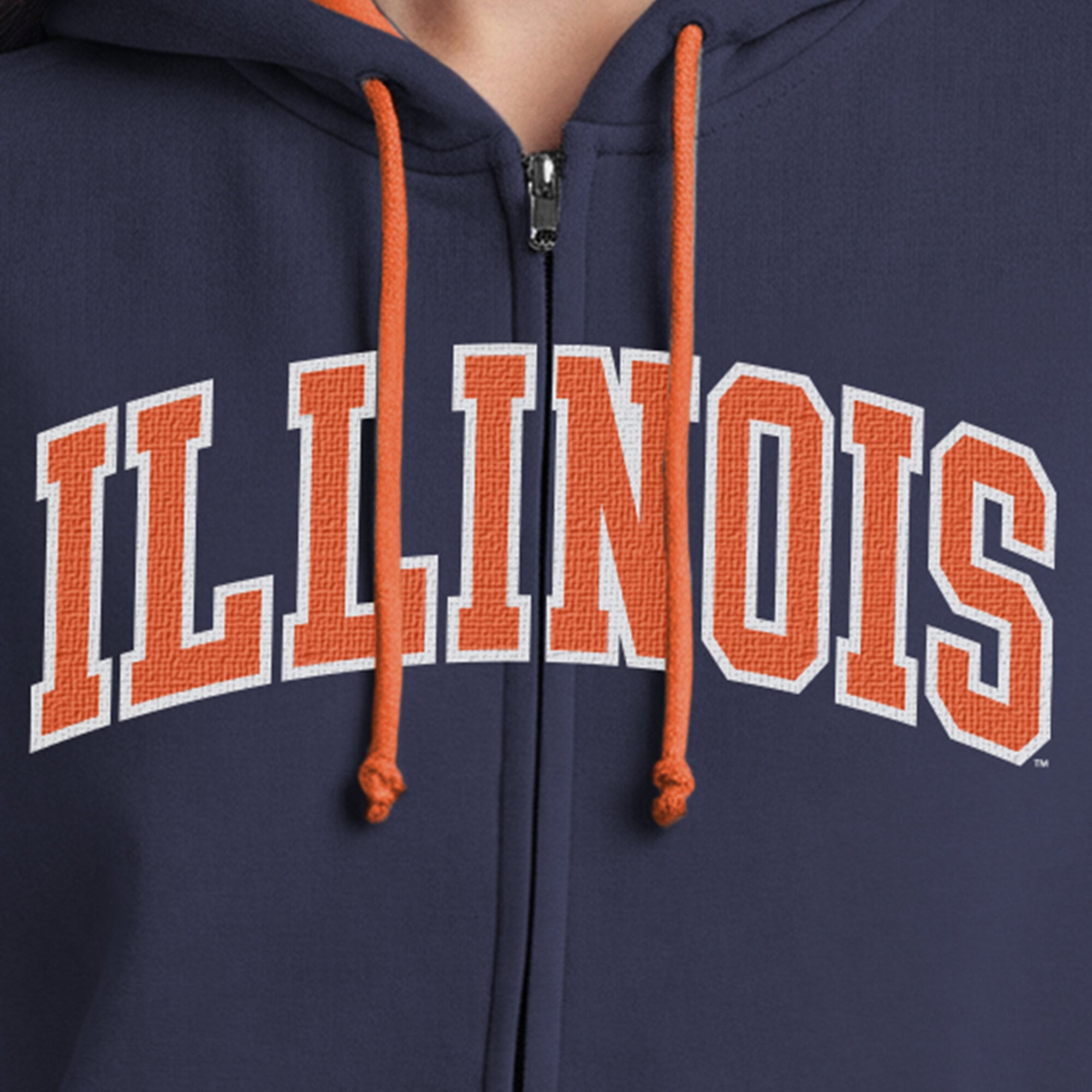Sweat à capuche zippé en polaire Champion Navy Illinois Fighting Illini Arch pour femme