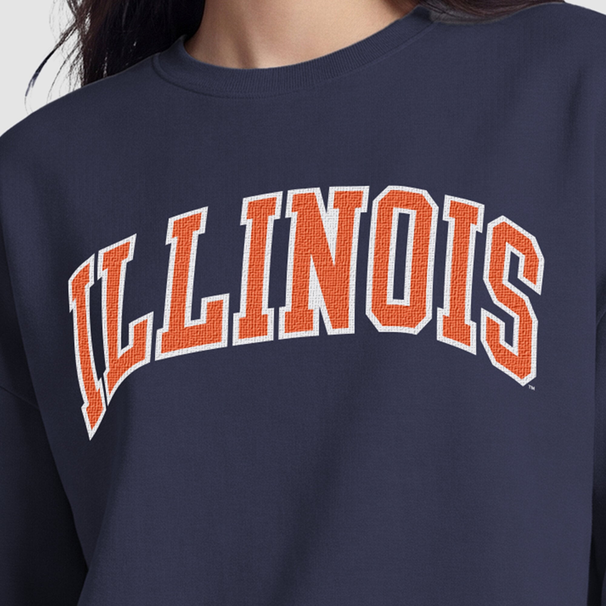 Women's Champion Navy Illinois Fighting Illini Fleece Crew Sweatshirt