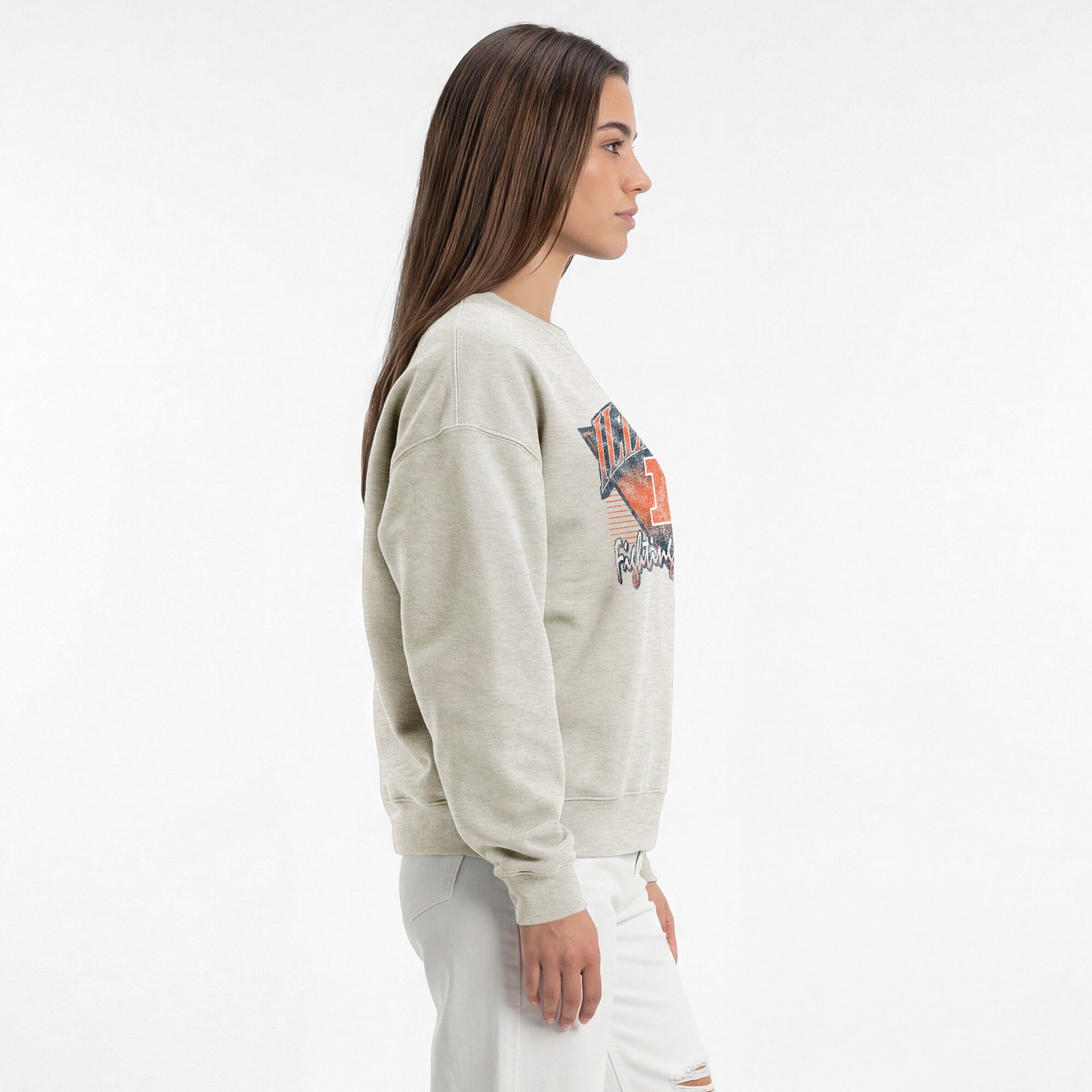 Women's Champion  Oatmeal Illinois Fighting Illini All-Star Weave Sweatshirt