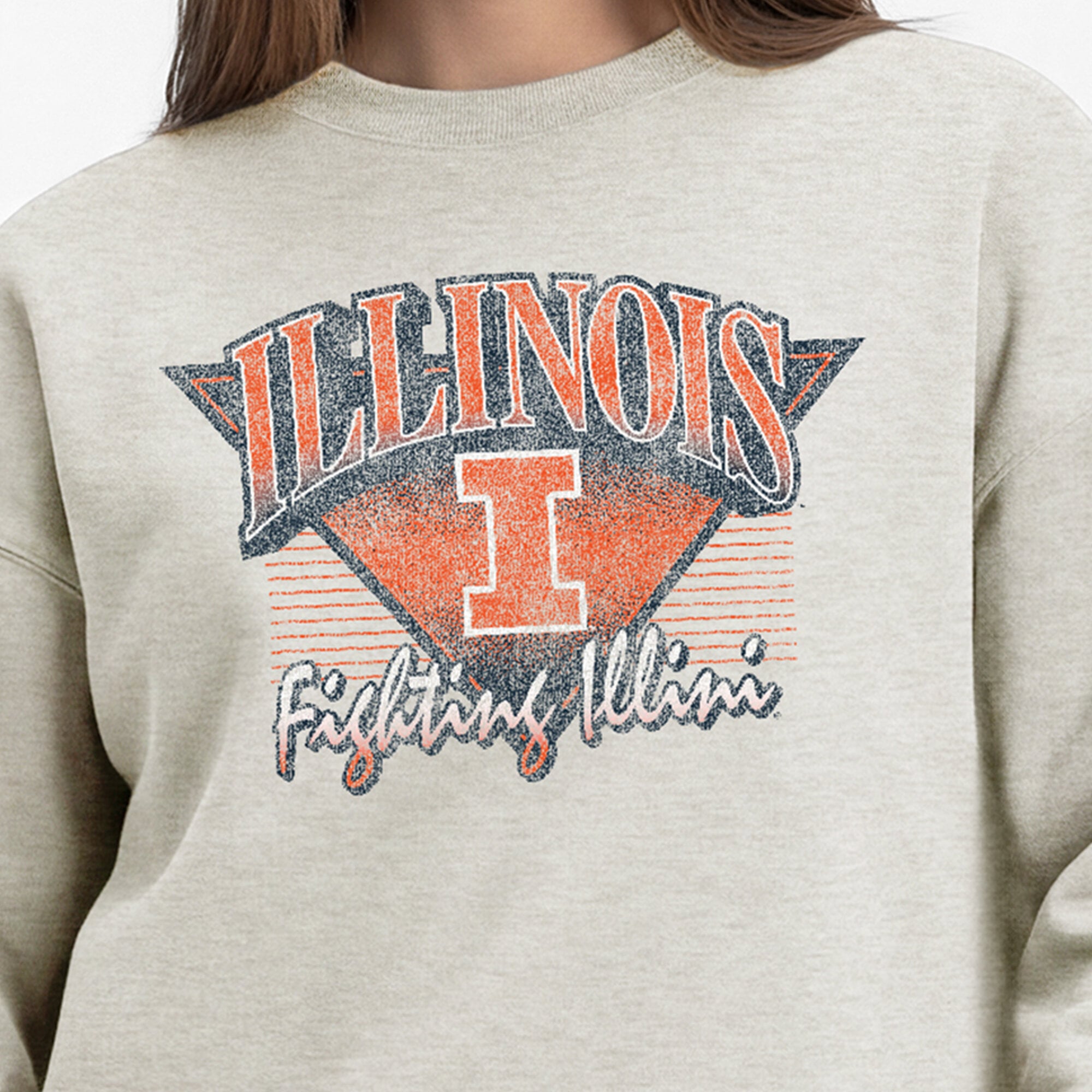 Women's Champion  Oatmeal Illinois Fighting Illini All-Star Weave Sweatshirt