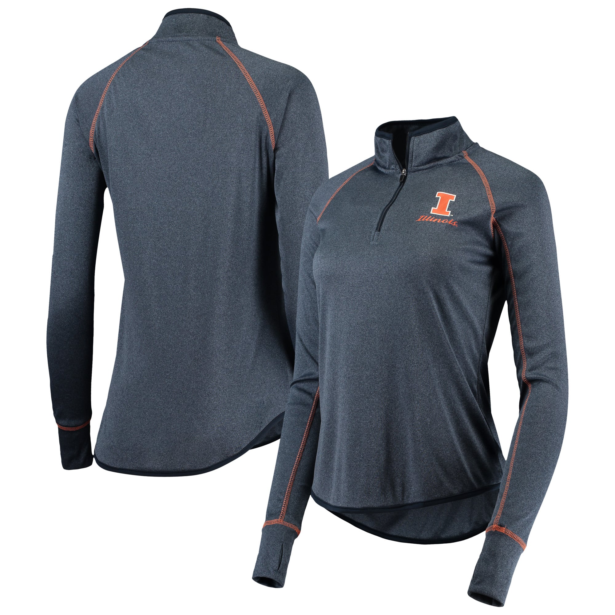 Women's Colosseum Navy Illinois Fighting Illini Stingray Raglan Quarter ...