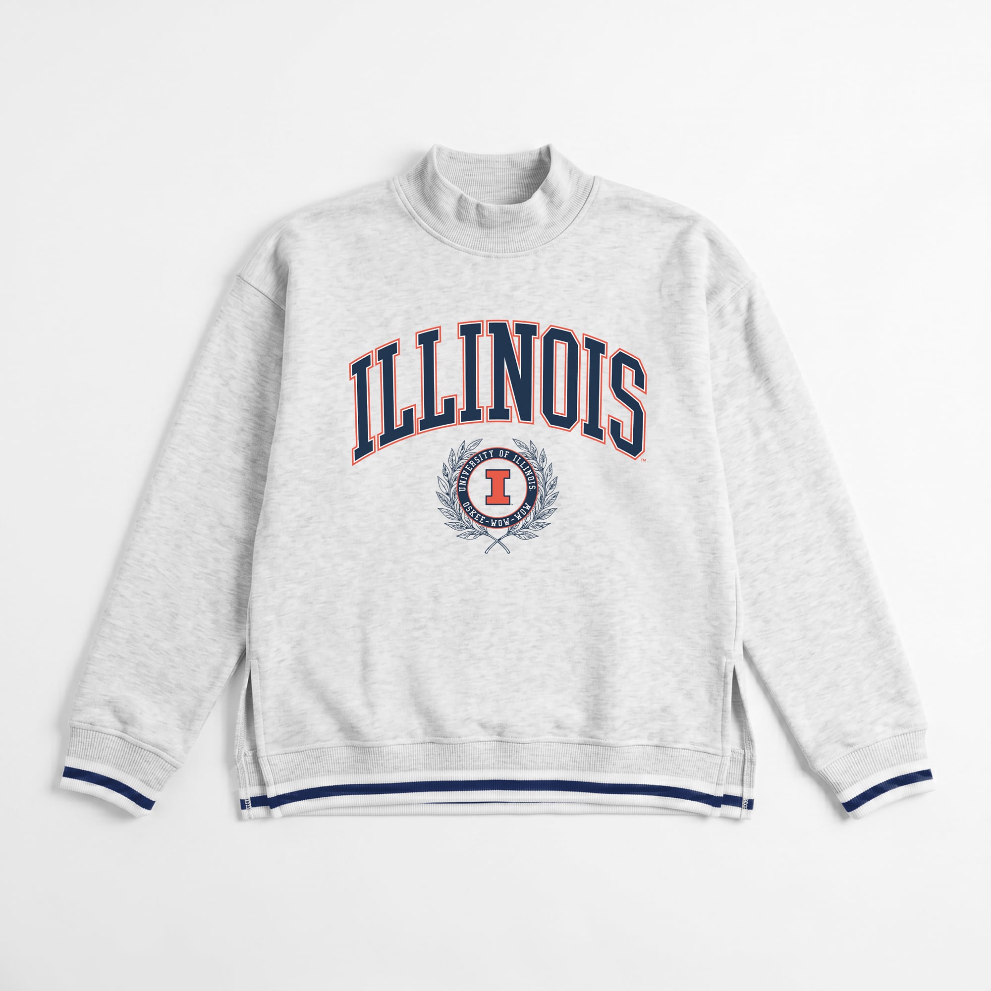 Women's Gameday Couture Gray Illinois Fighting Illini Rally Point Contrast Stripe Mock Neck Sweatshirt