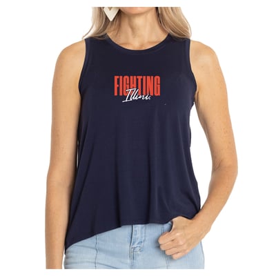 Illinois Fighting Illini Women's A-Line Hannah High Neck Tank Top - Navy