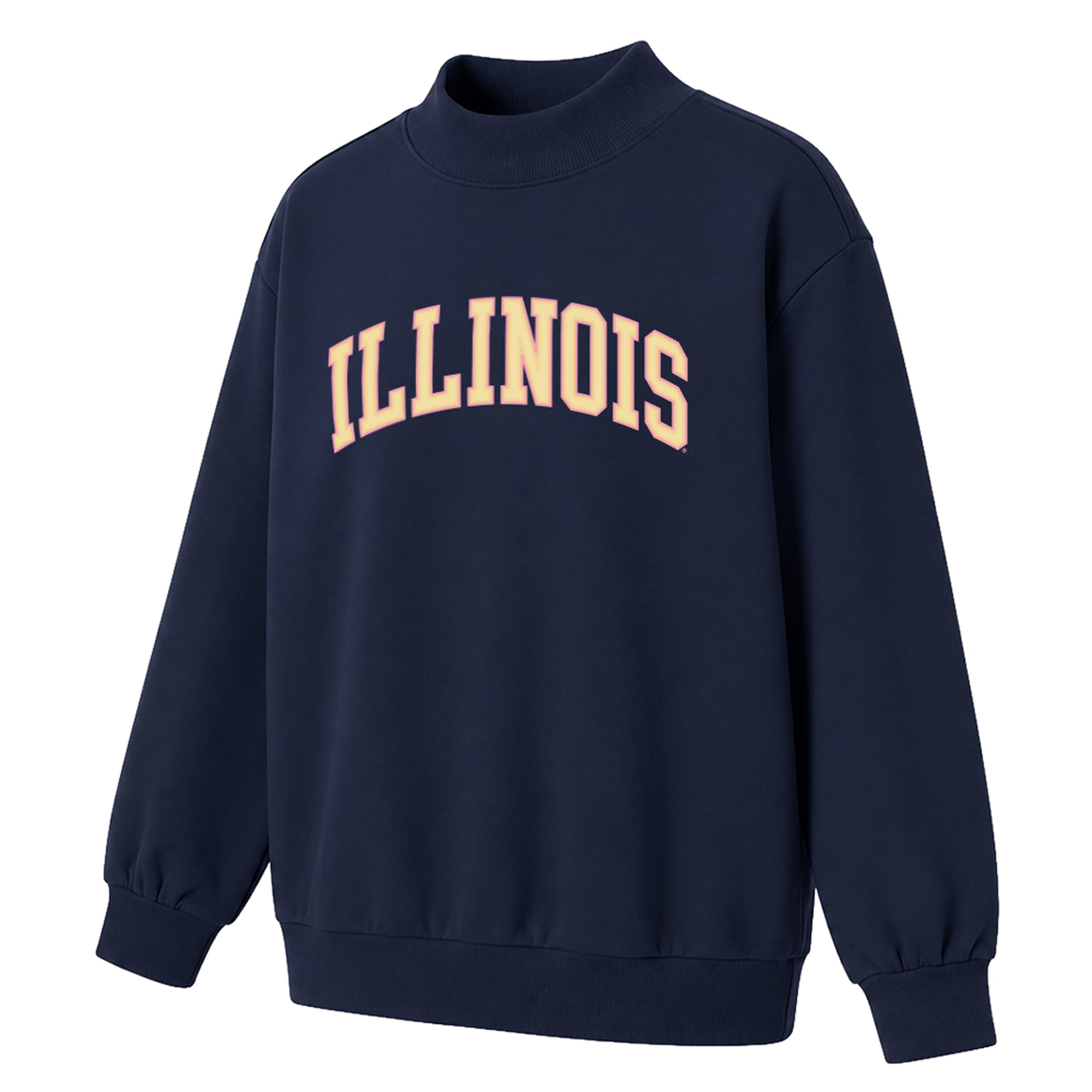 Women's Navy Illinois Fighting Illini Monroe Mock Neck Sweatshirt