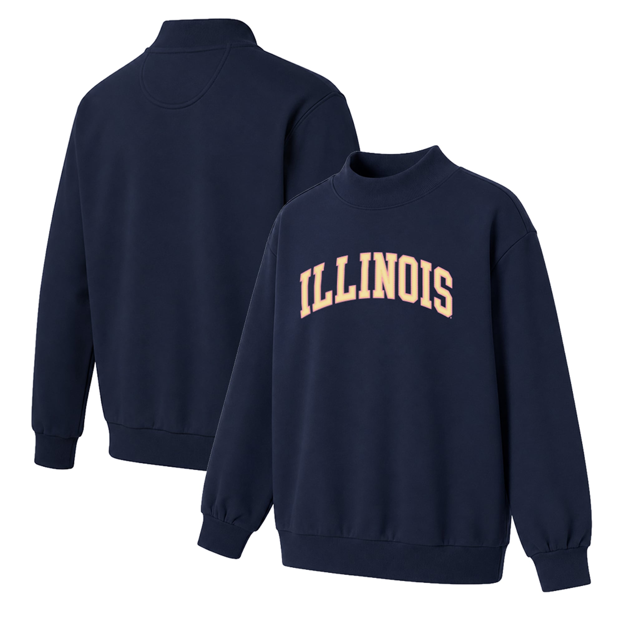 Women's Navy Illinois Fighting Illini Monroe Mock Neck Sweatshirt