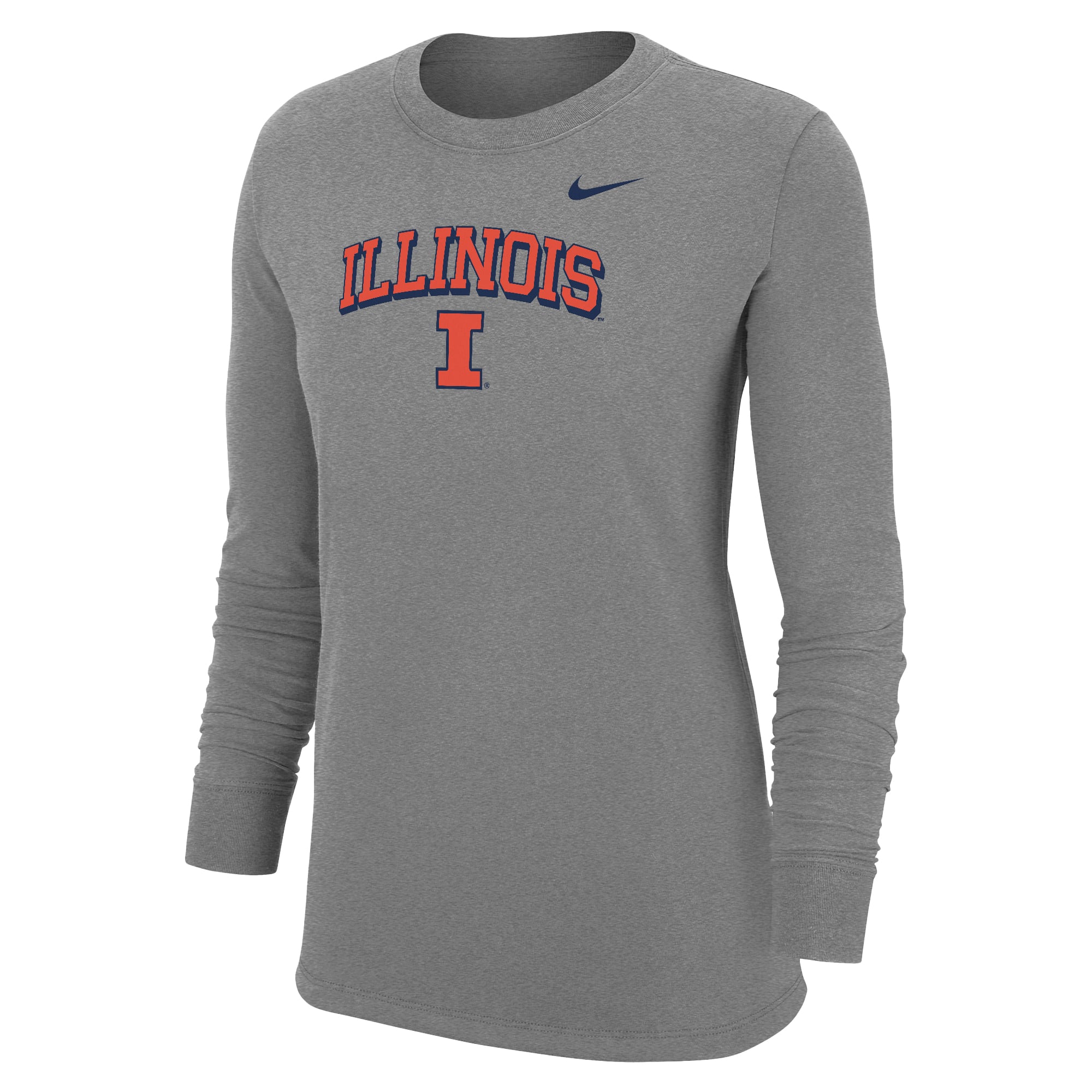 Women's Nike Heather Gray Illinois Fighting Illini Core Long Sleeve T-Shirt