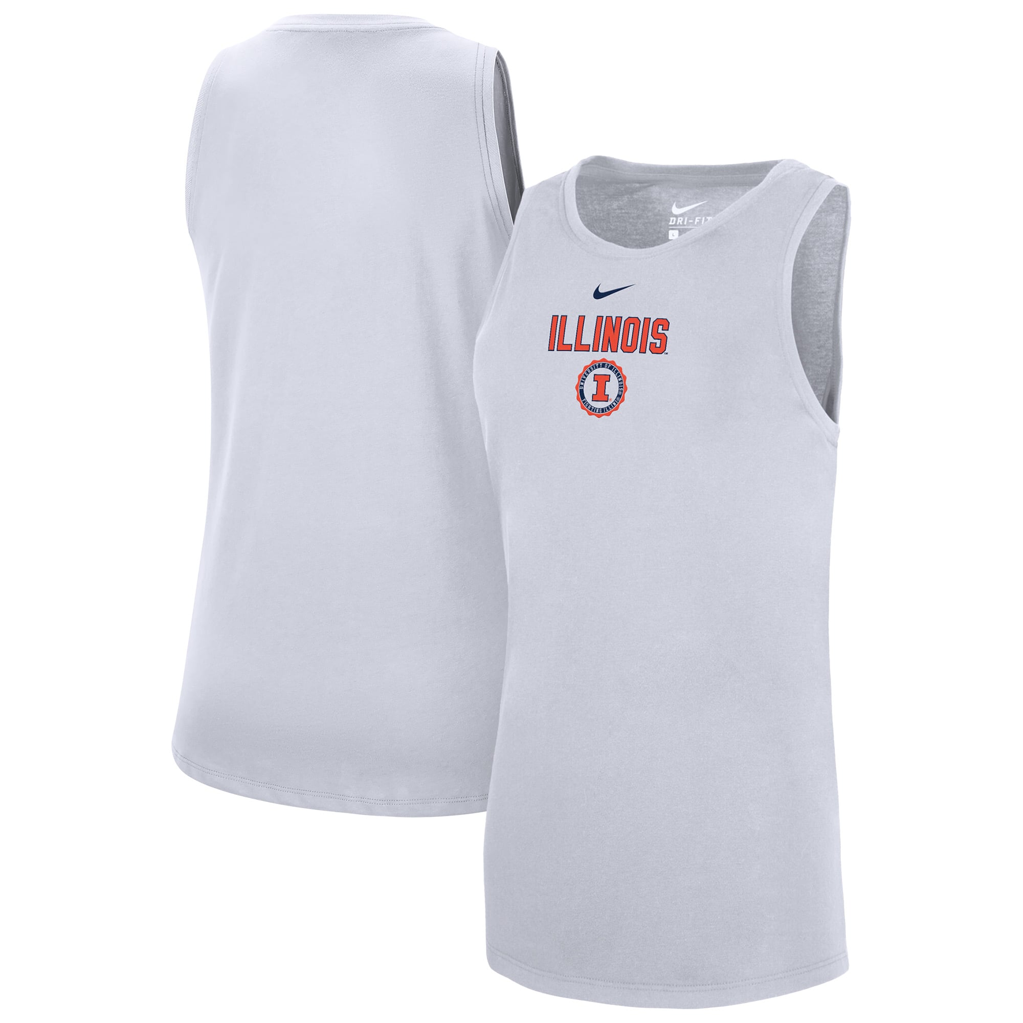 Women's Nike White Illinois Fighting Illini Dri-FIT Tomboy Tank Top