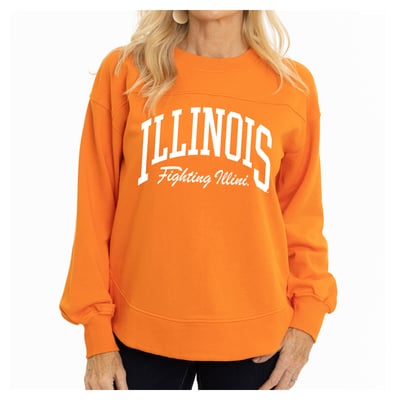 Illinois Fighting Illini Women's Yvette Crew Neck Sweatshirt - Orange