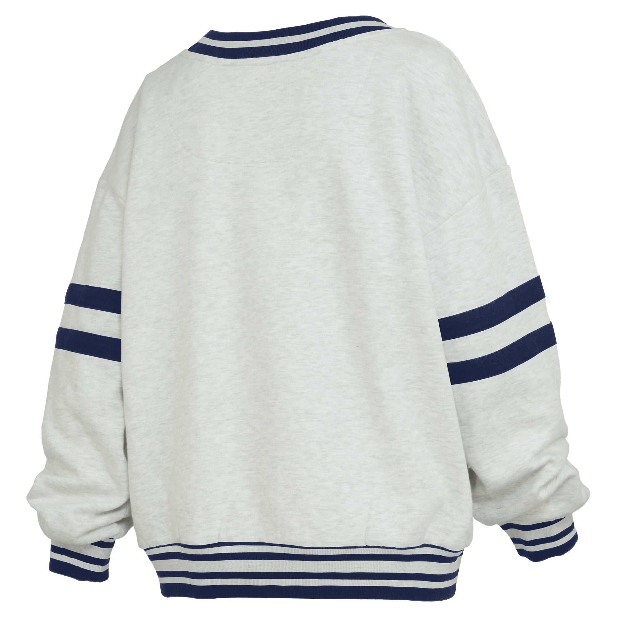Women's Pressbox Gray/Navy Illinois Fighting Illini Tackle Twill Oates V-Neck Sweatshirt