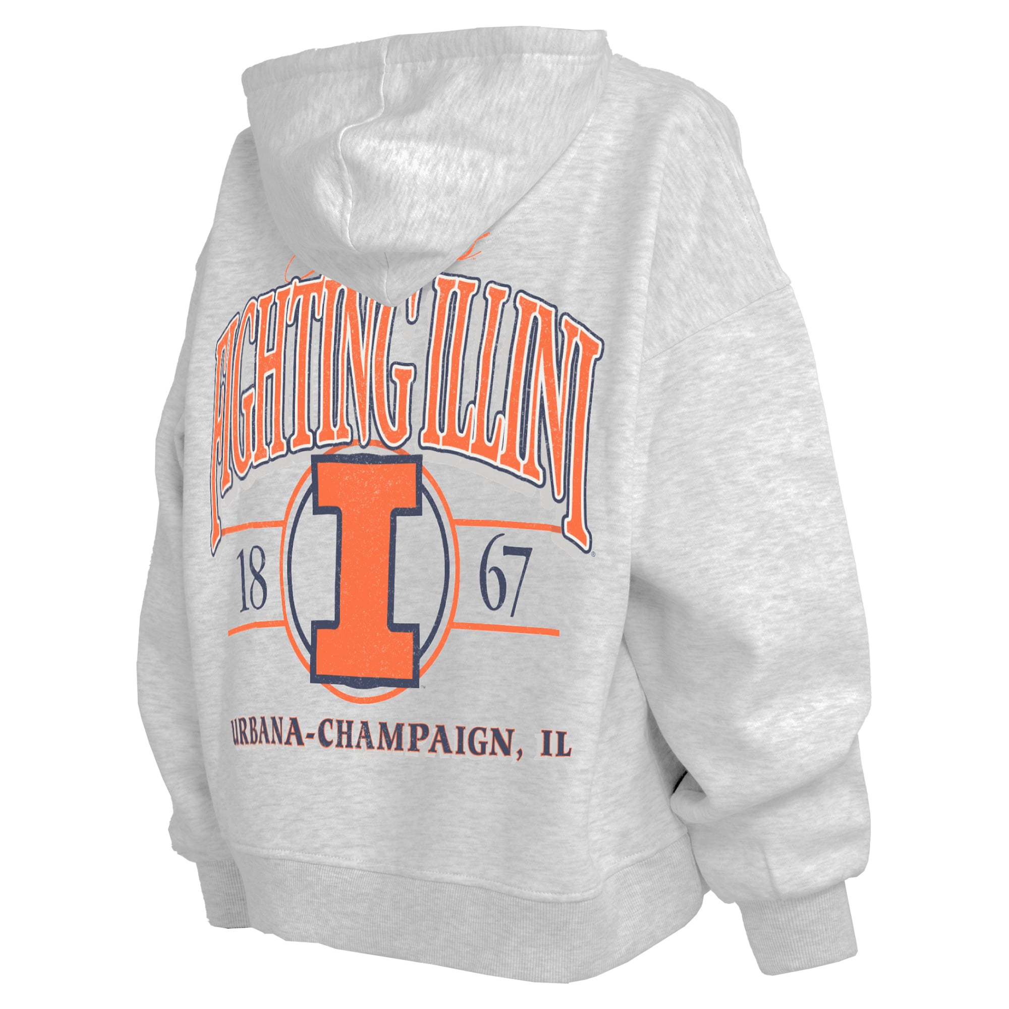 Sweat à capuche zippé Janise gris chiné pour femme, Illinois Fighting Illini, Pressbox