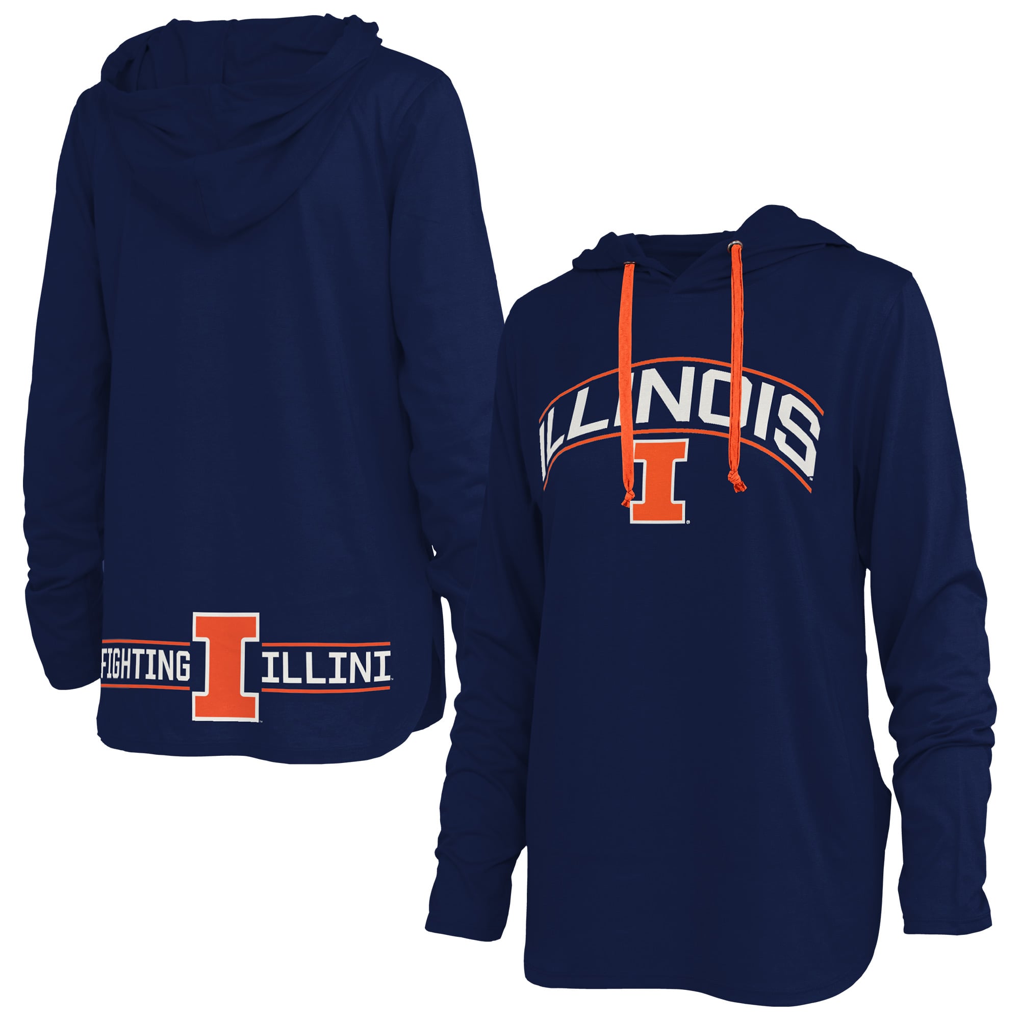 T-shirt à capuche manches longues Allie de l'équipe des Fighting Illini l'Illinois, bleu marine, pour femmes, Pressbox