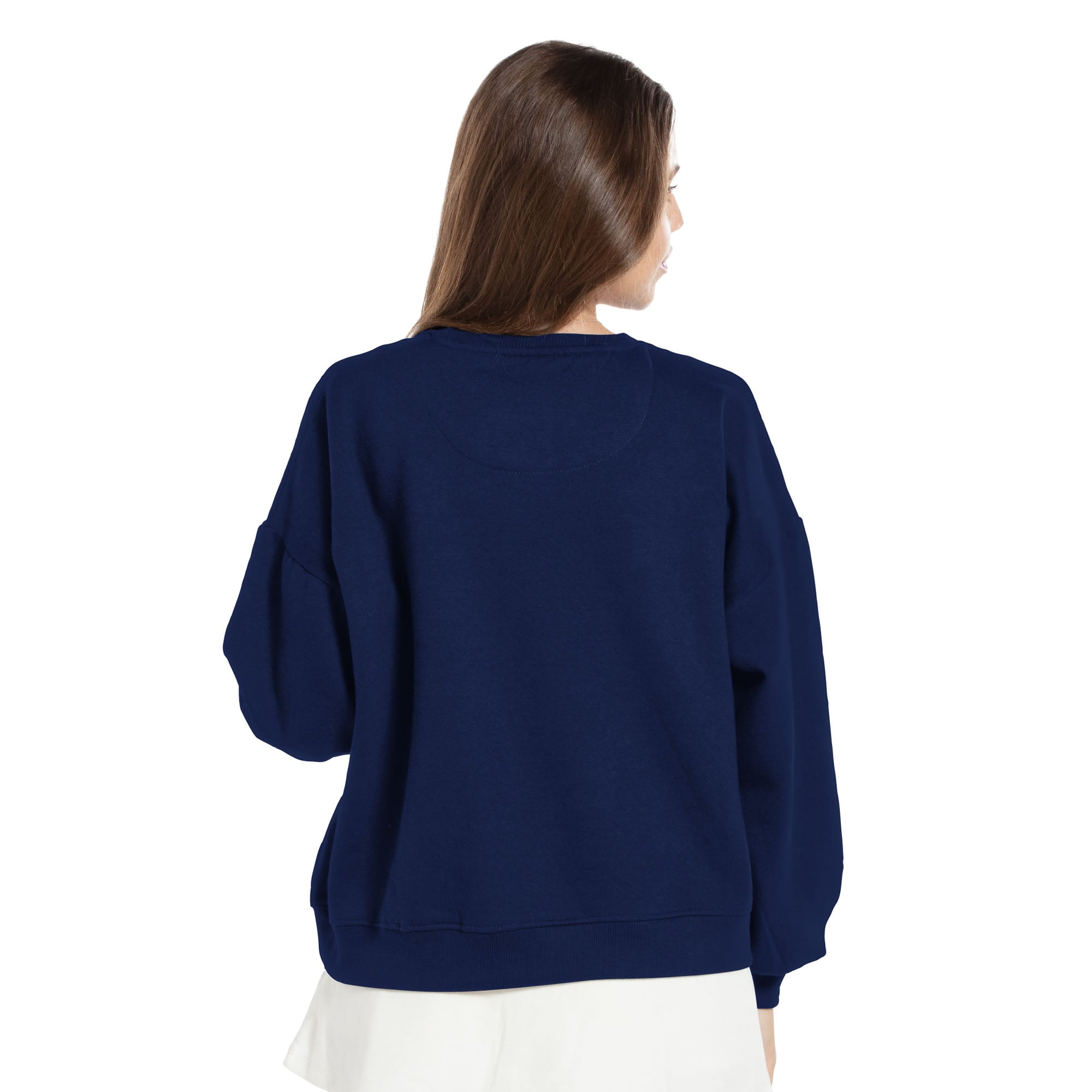 Women's Pressbox Navy Illinois Fighting Illini Oversized Janice Waist-Length Sweatshirt