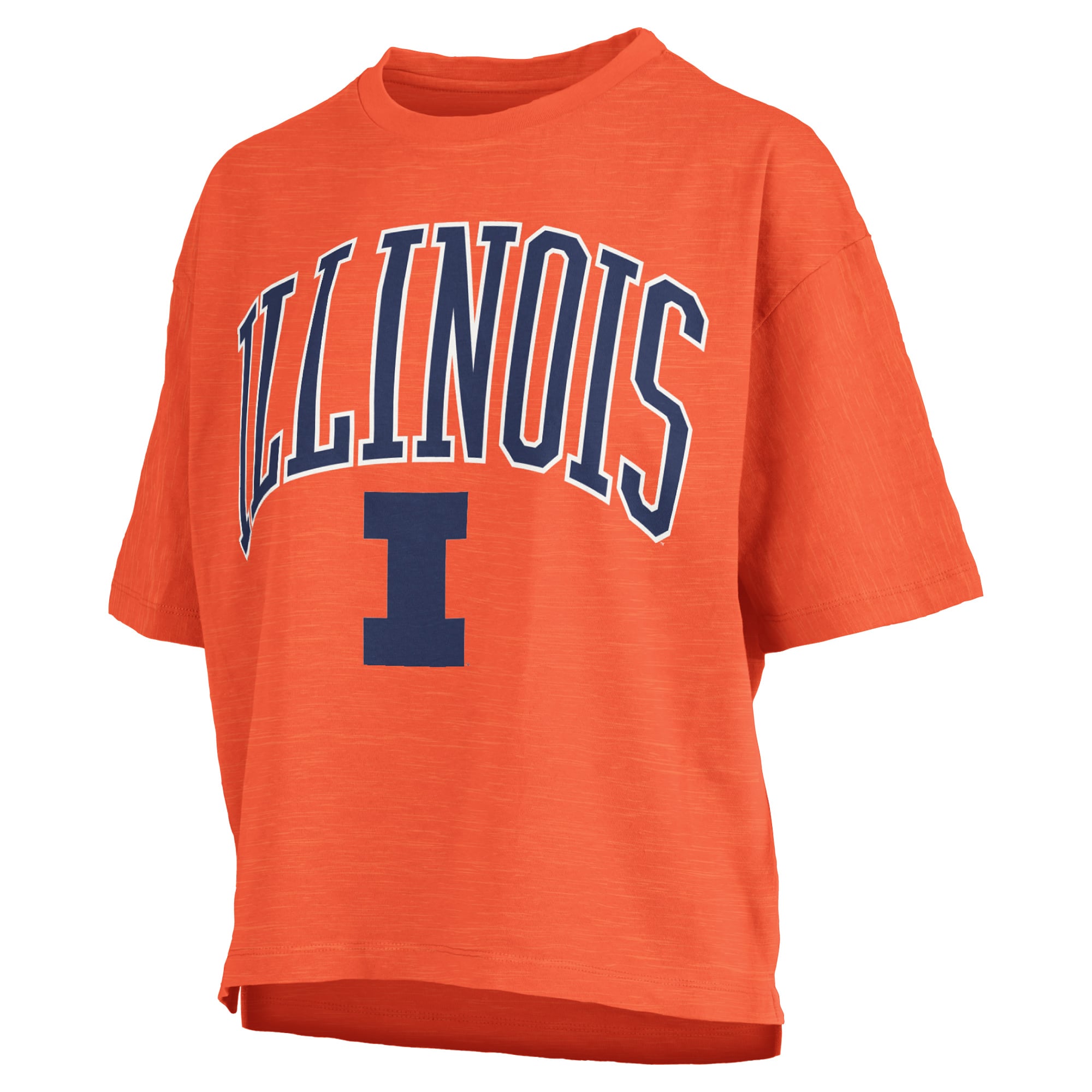 T-shirt oversize Pressbox Orange Illinois Fighting Illini pour femmes, logo Nelson Arch Over, en flammèche