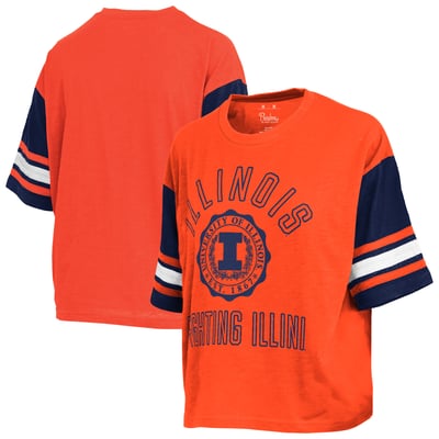  Illinois Fighting Illini Pressbox Women's Sunday Colorblock Seal T-Shirt - Orange