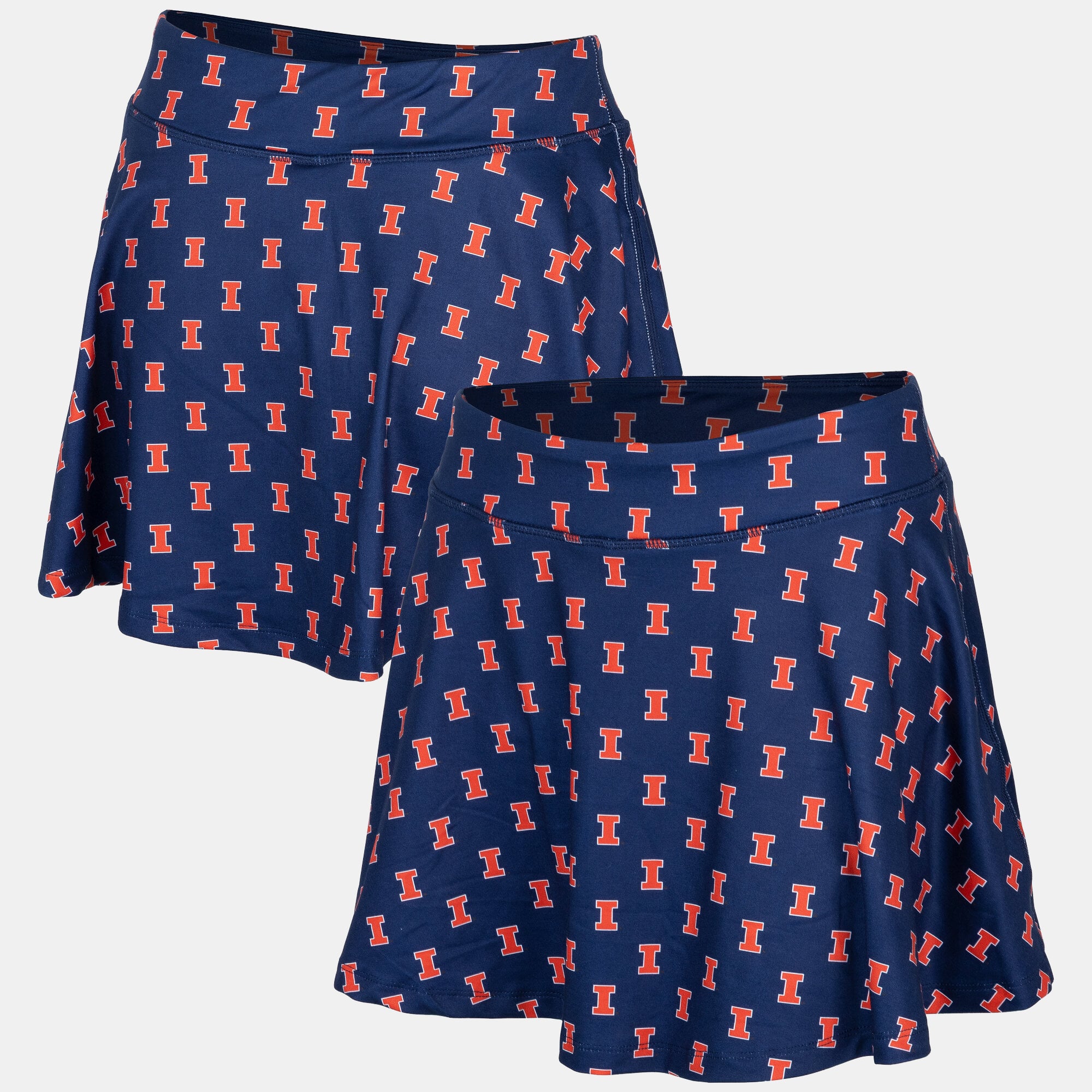 Women's ZooZatz Navy Illinois Fighting Illini Allover Print Flowy Skort