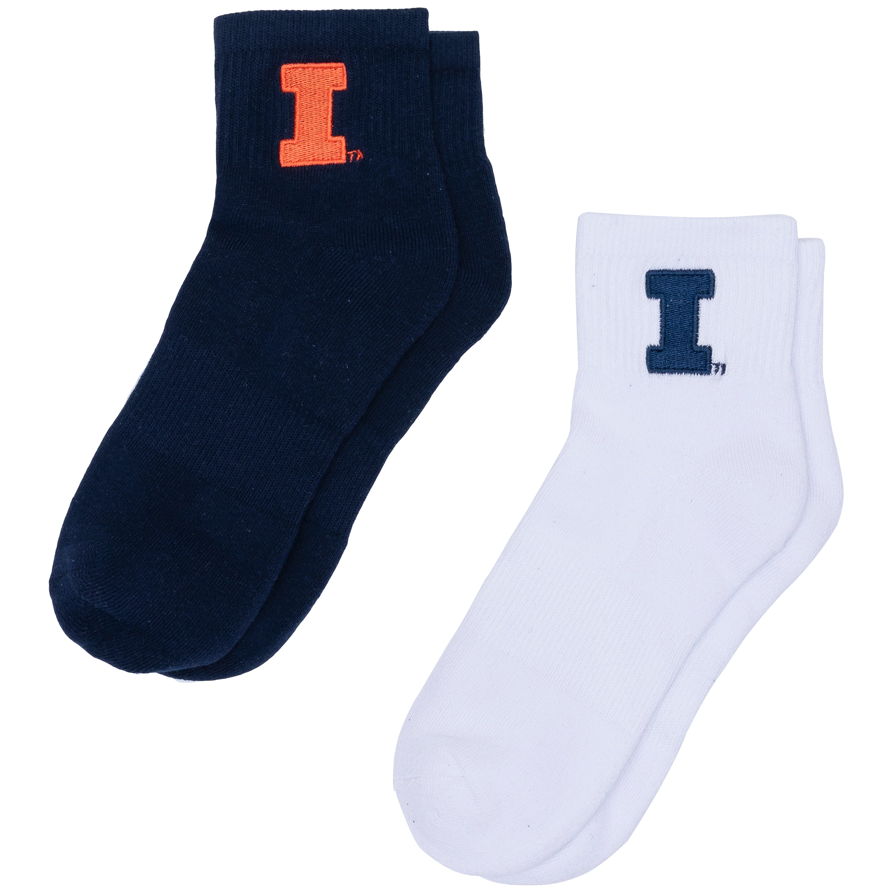 Lot de deux paires de chaussettes mi-longues ZooZatz blanches/bleu marine Illinois Fighting Illini pour femme