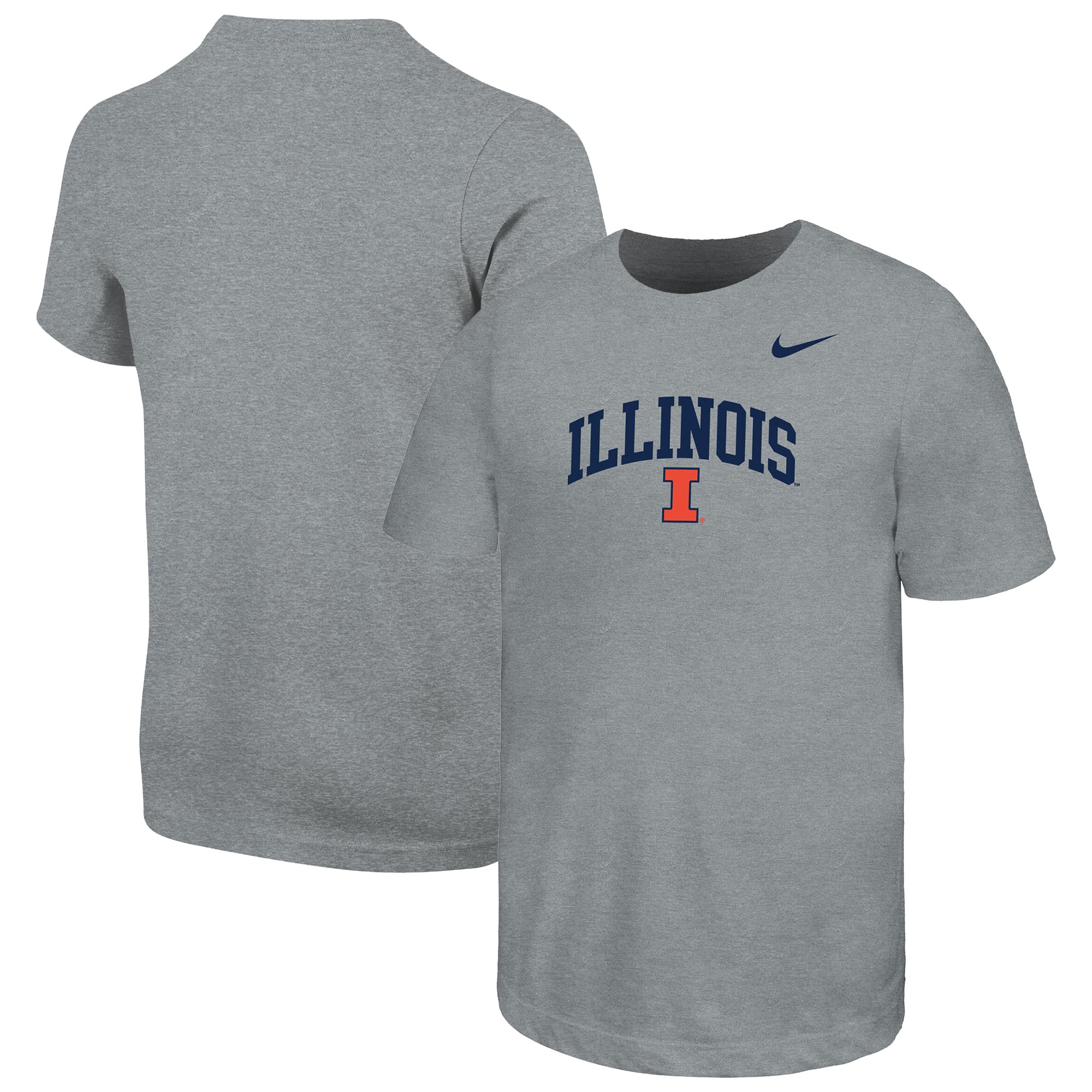 Youth Nike Gray Illinois Fighting Illini Arched Name Drop T-Shirt