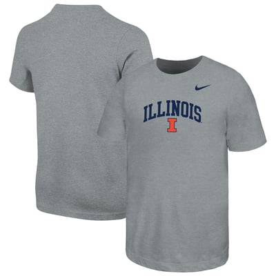 T-shirt Nike Fighting Illini pour jeunes de l'Illinois avec nom en arc de cercle - Gris